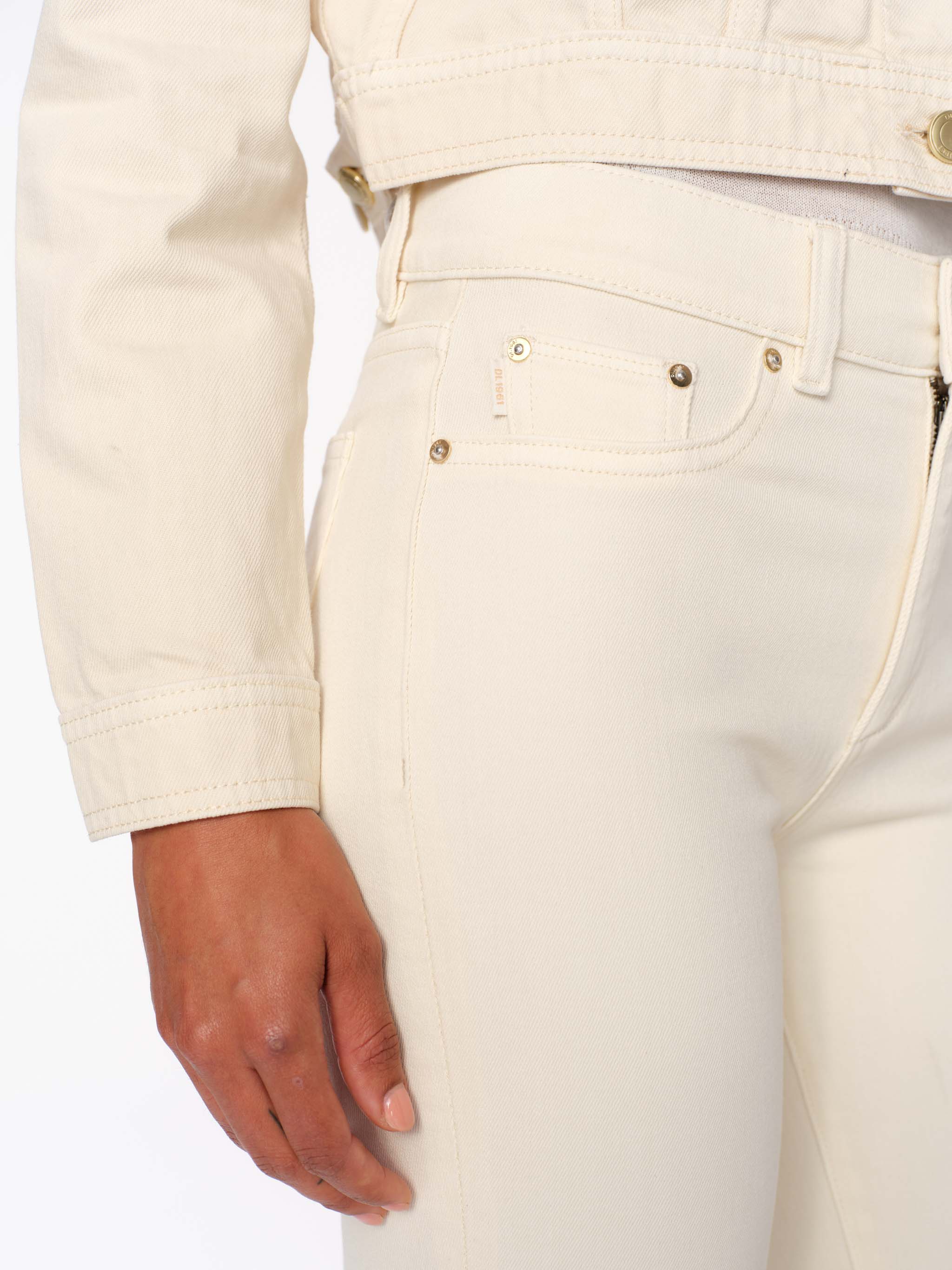 Women's Mid Rise Straight Leg Ecru Jeans