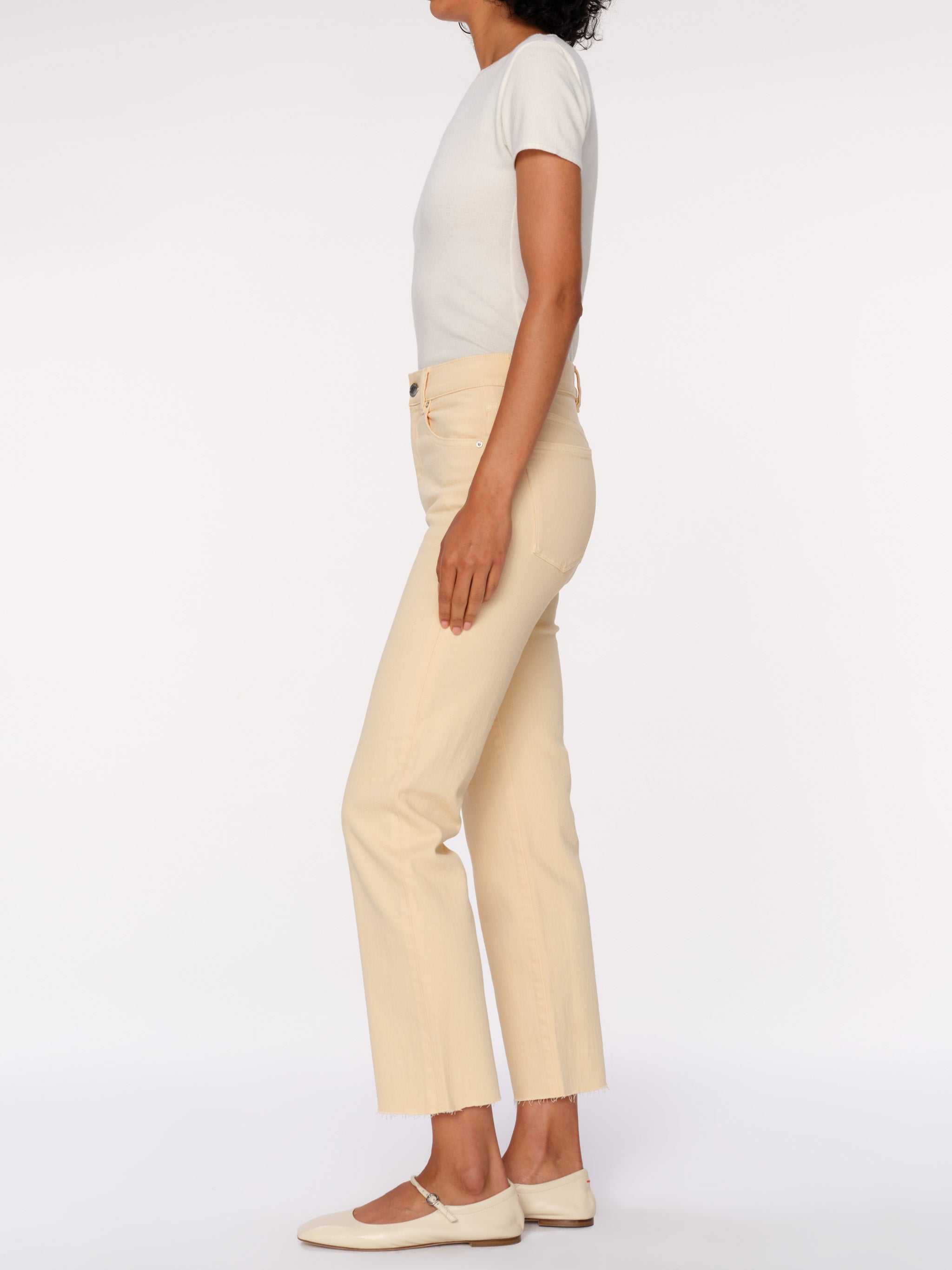 Women's High Rise Straight Leg Pale Yellow Jeans