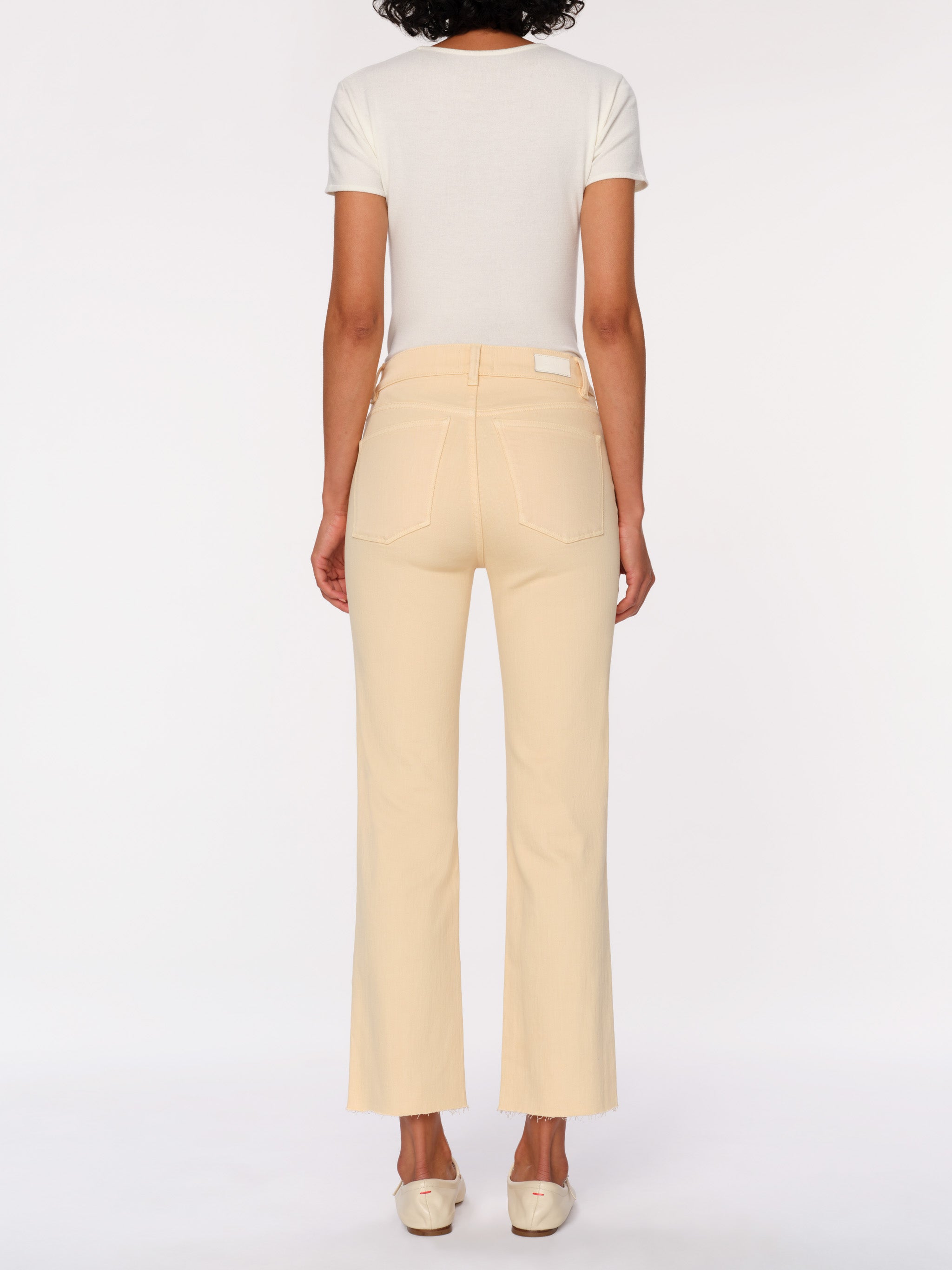 Women's High Rise Straight Leg Pale Yellow Jeans