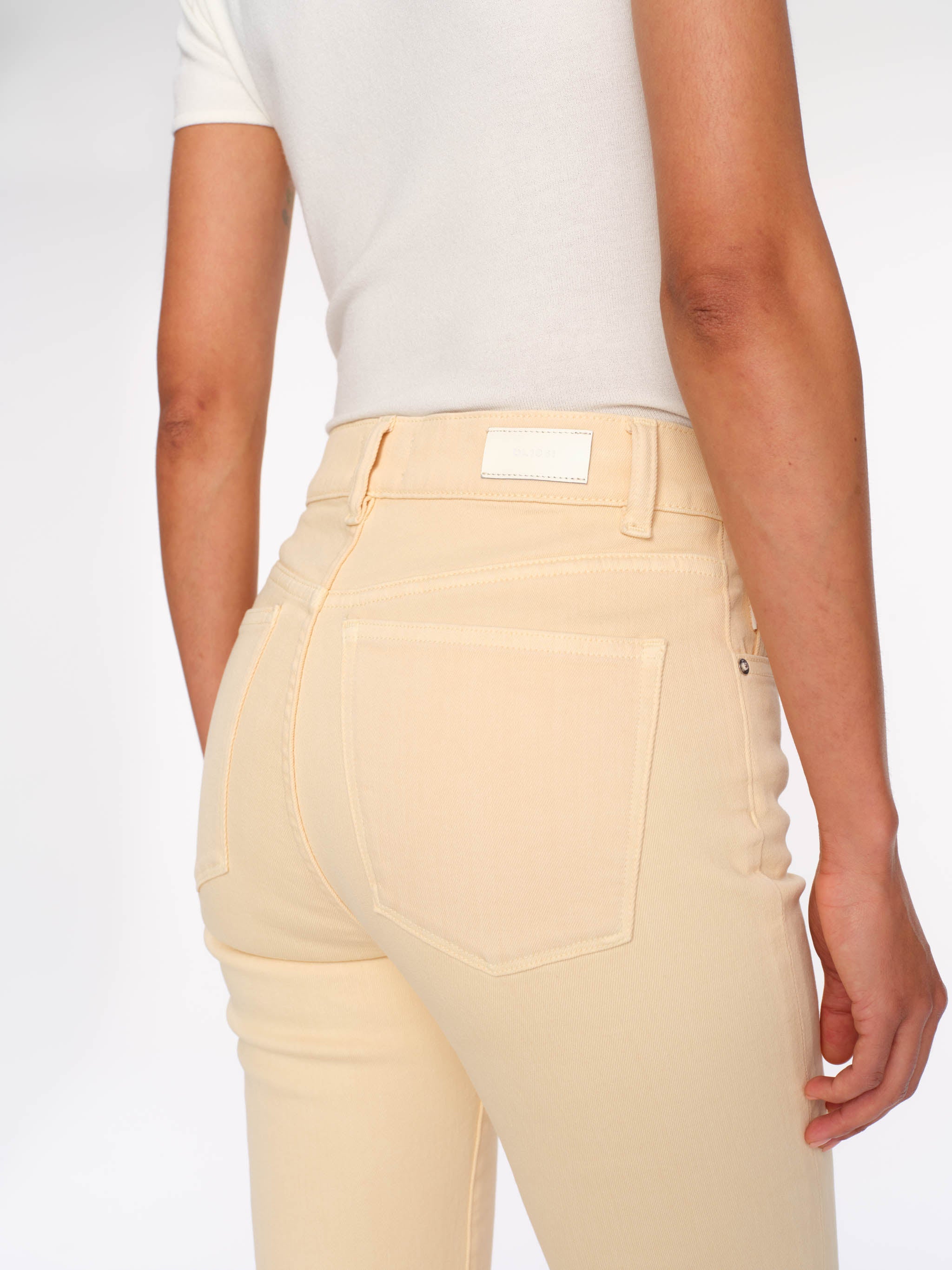 Women's High Rise Straight Leg Pale Yellow Jeans