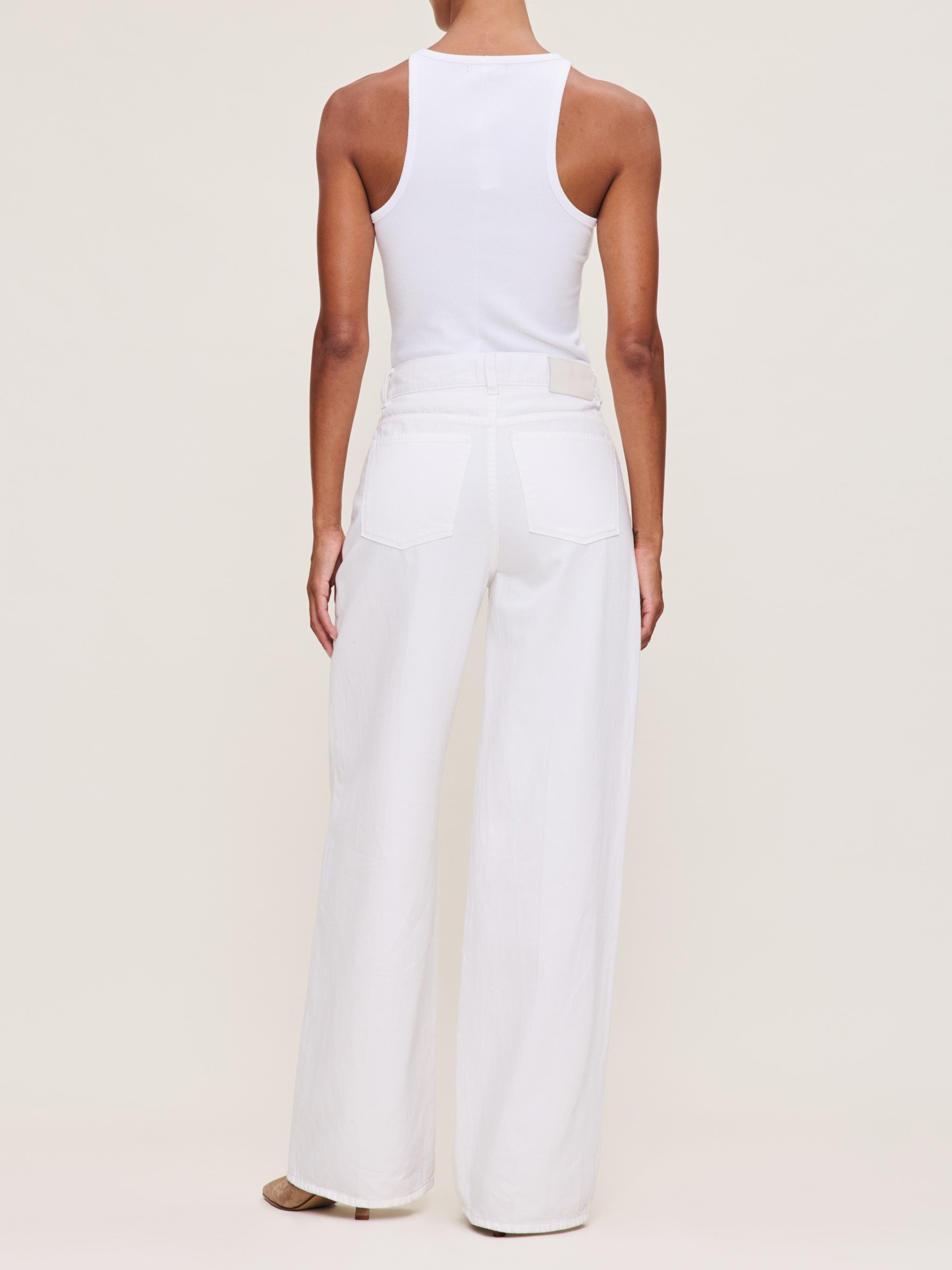 Women's Mid Rise Wide Leg White Jeans