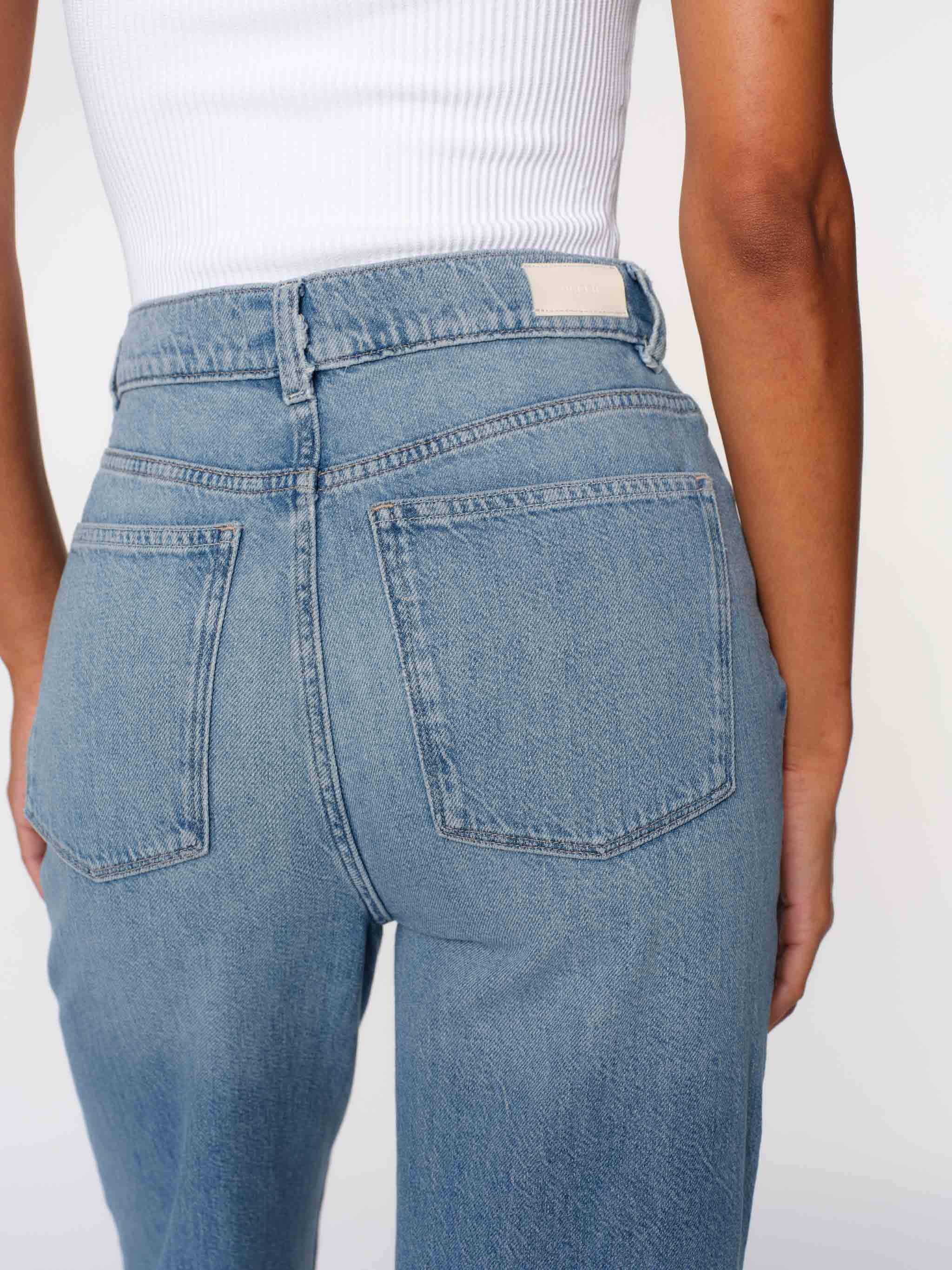 Women's High Rise Wide Leg Blue Ankle Jeans
