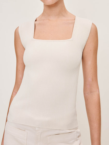Square Neck Top Instasculpt™ Rib | Ecru | DL1961 Premium Denim