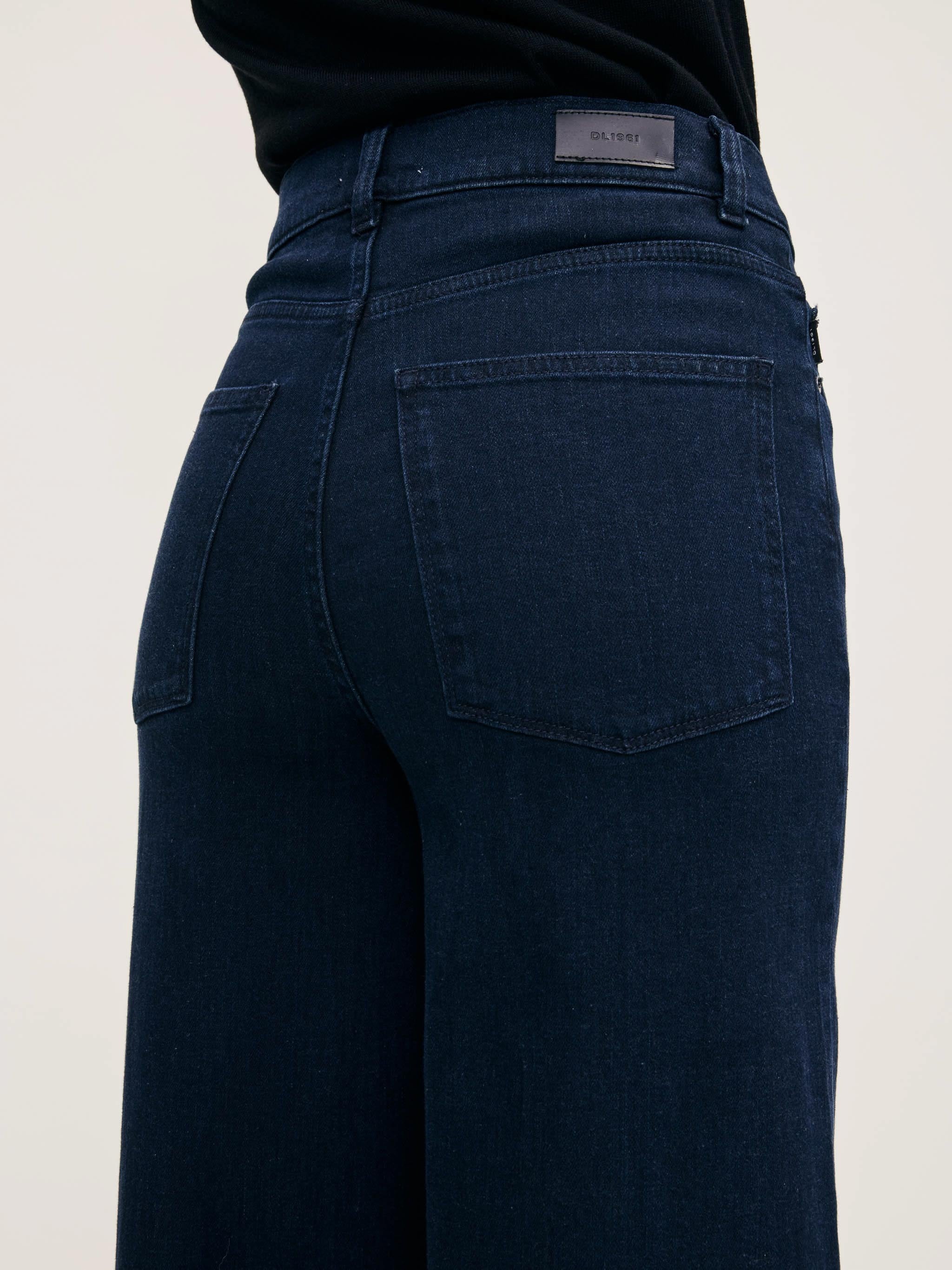 women's wide leg blue jean