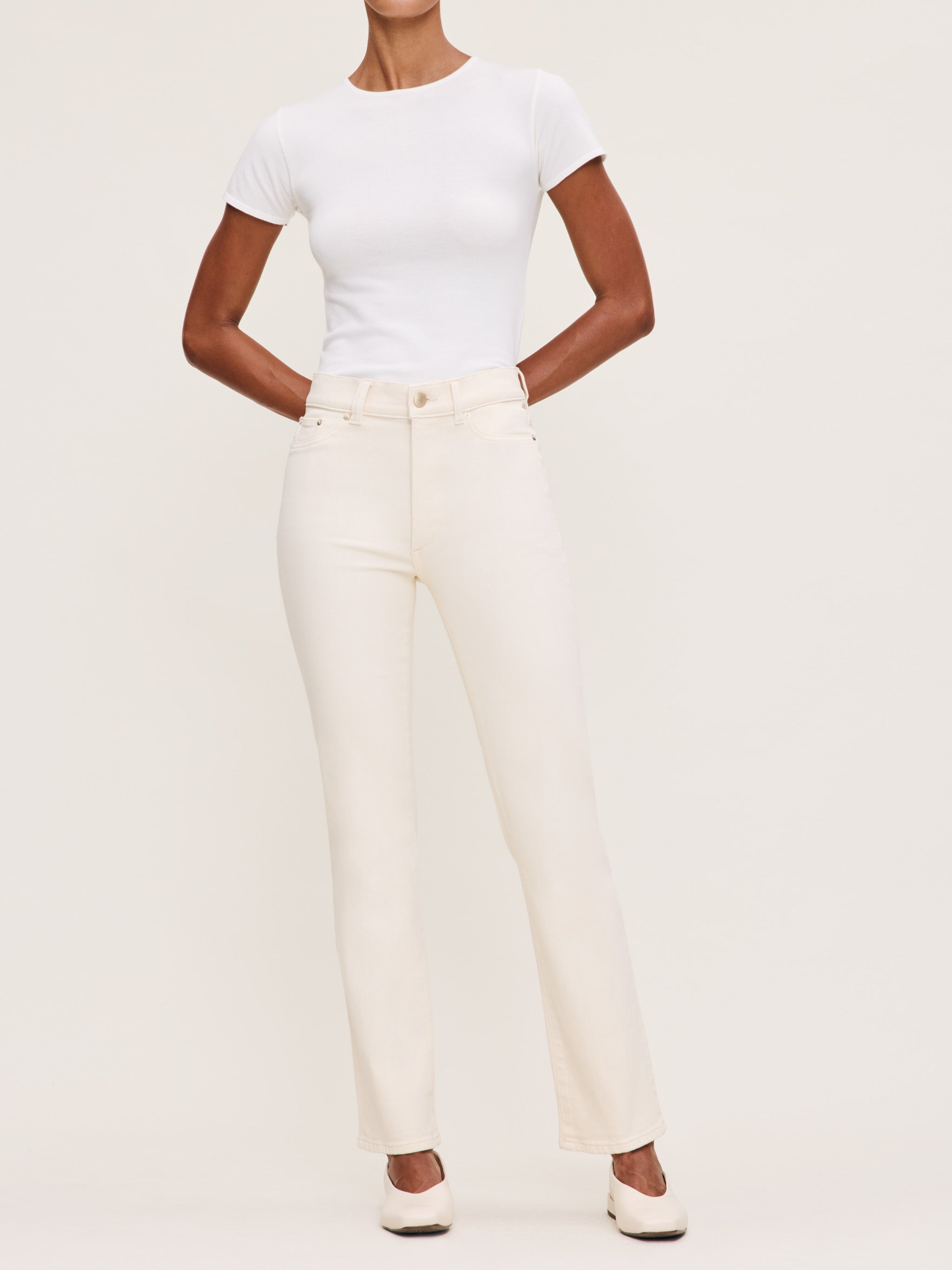 Women's Ecru Straight Leg Jeans