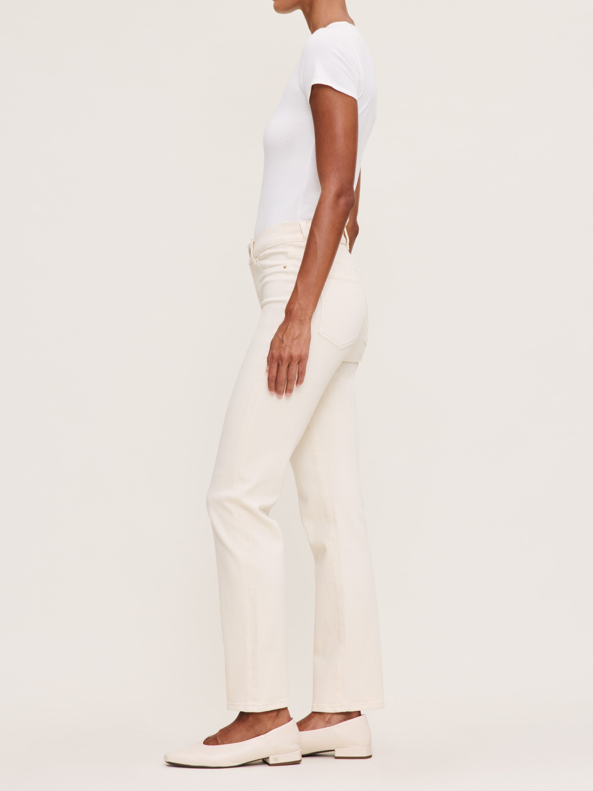 Women's Ecru Straight Leg Jeans