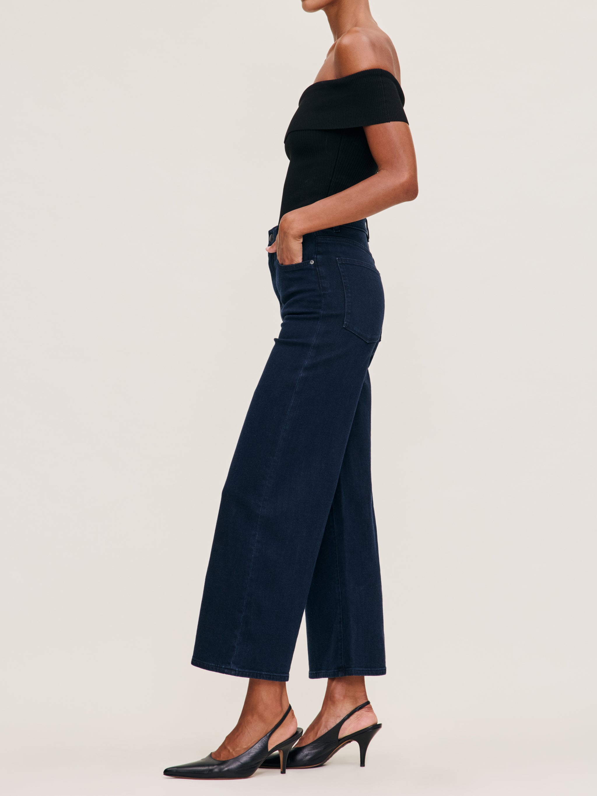 women's wide leg blue jean