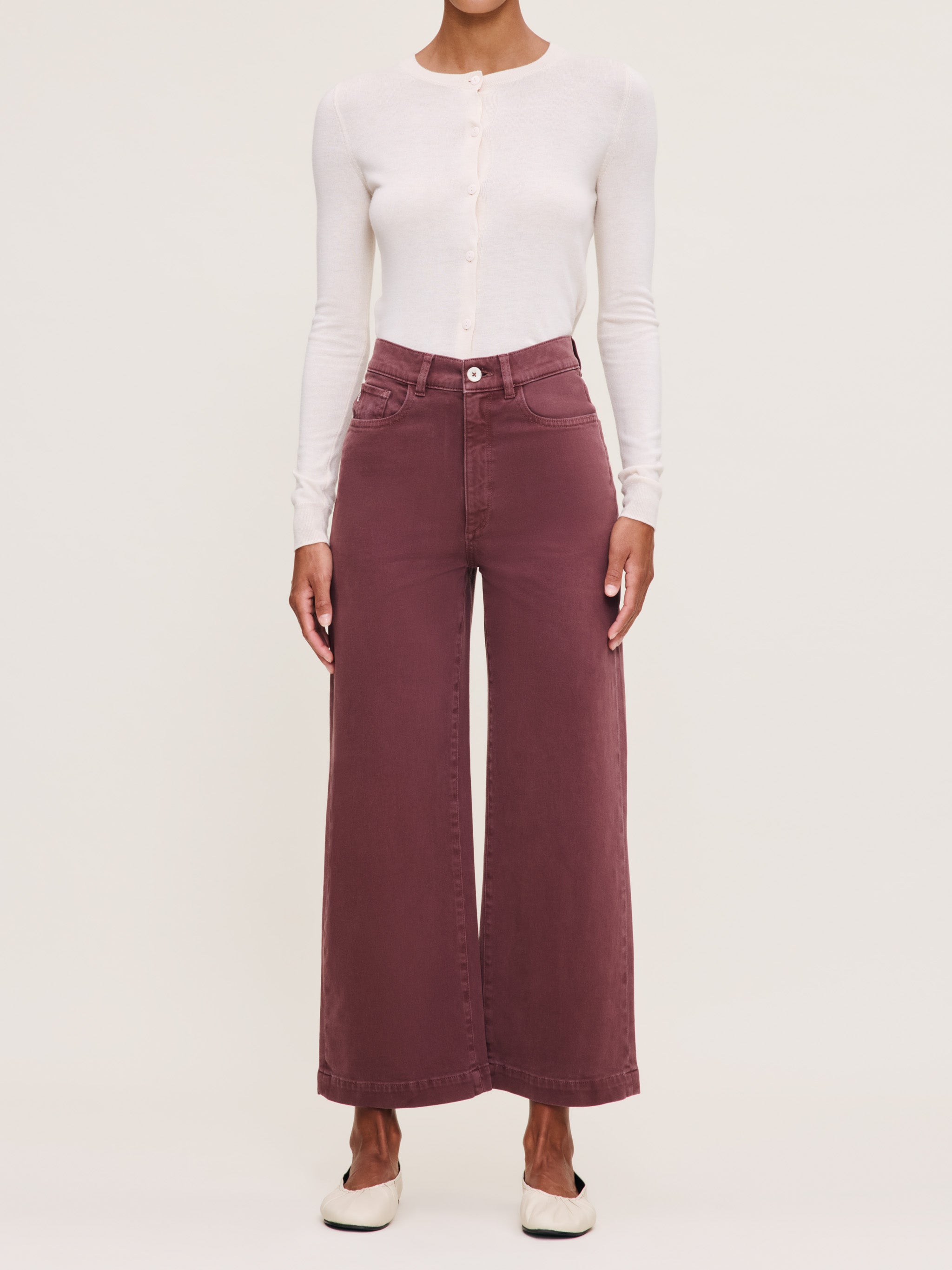 Women's High Rise Wide Leg Mauve Jeans