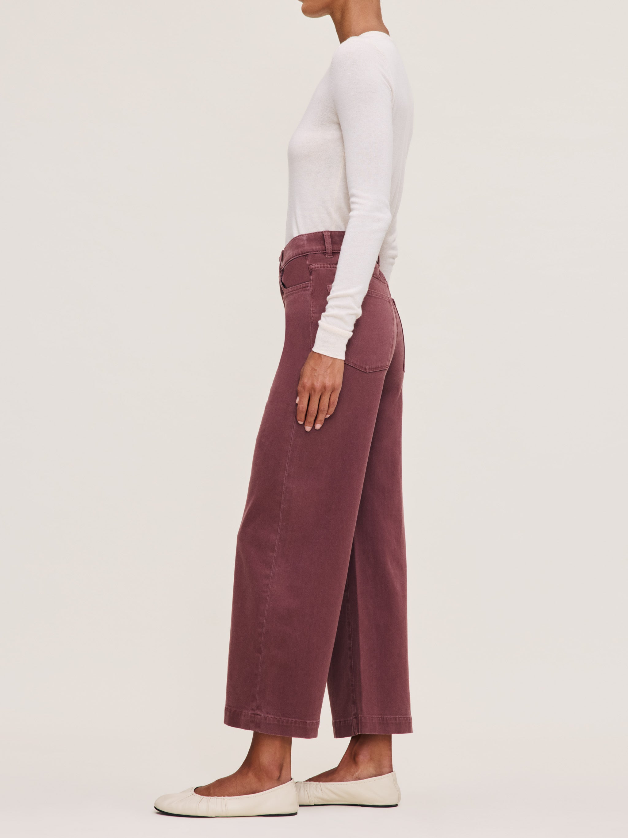Women's High Rise Wide Leg Mauve Jeans