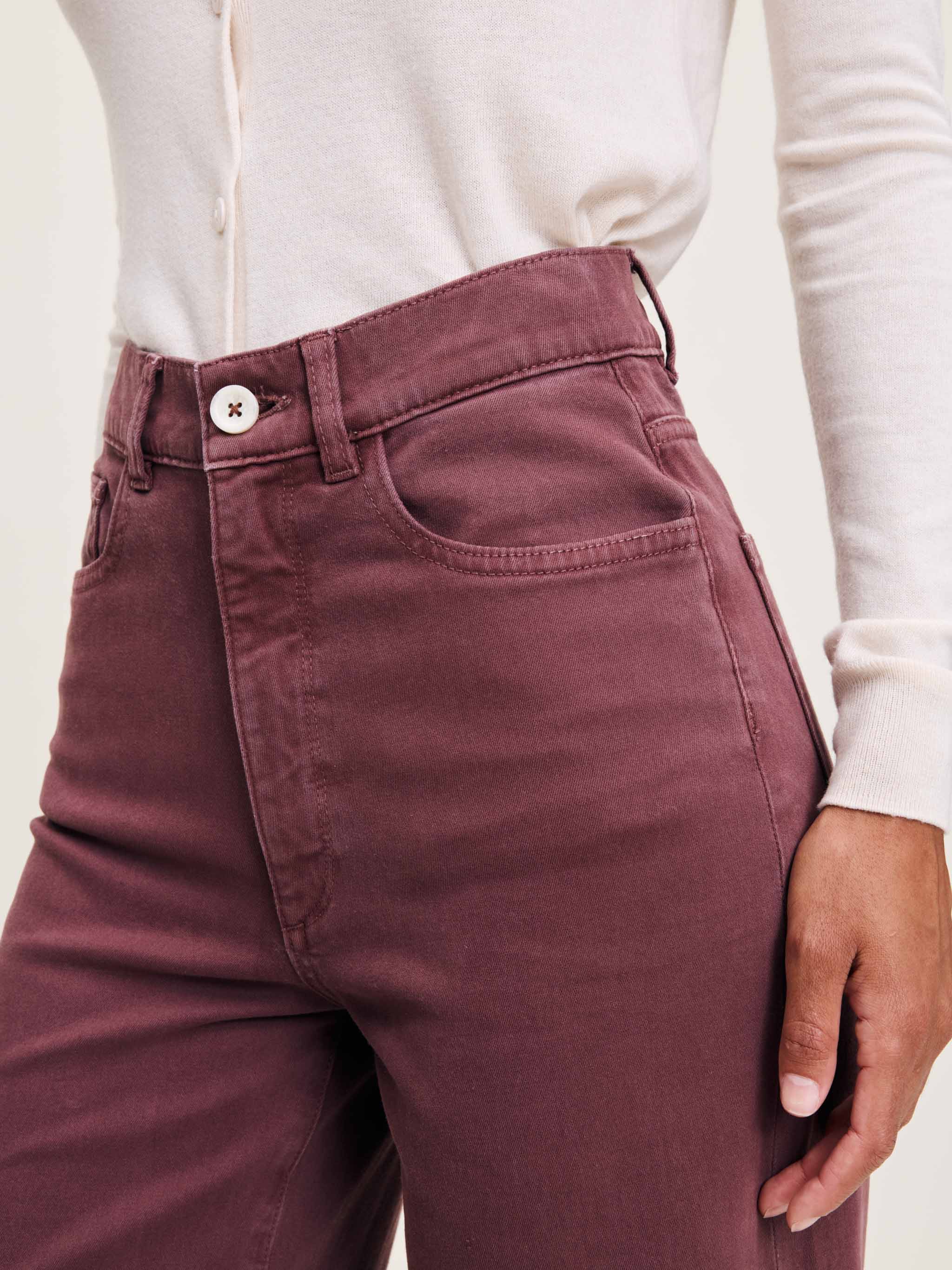 Women's High Rise Wide Leg Mauve Jeans