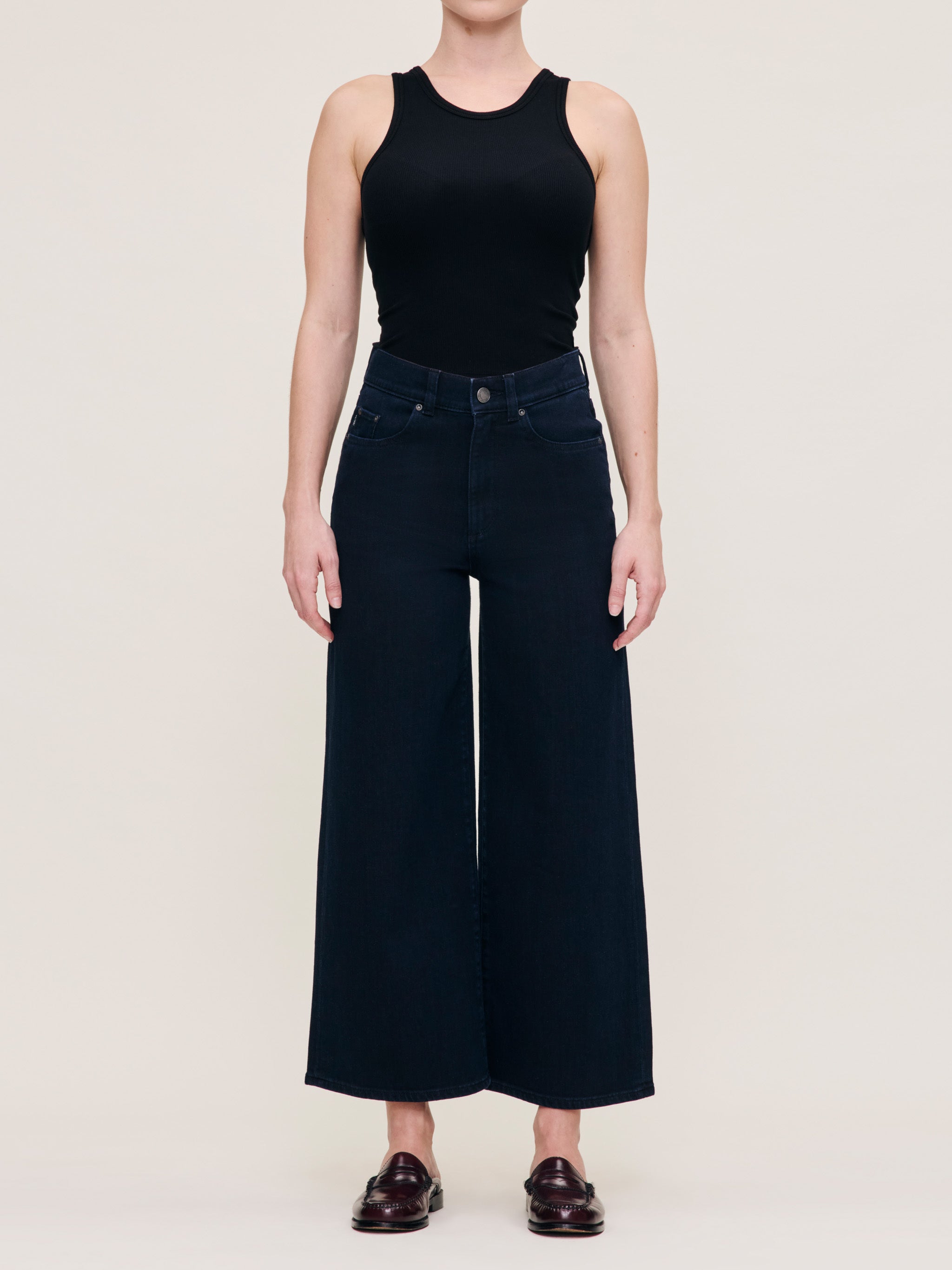 women's wide leg blue jean