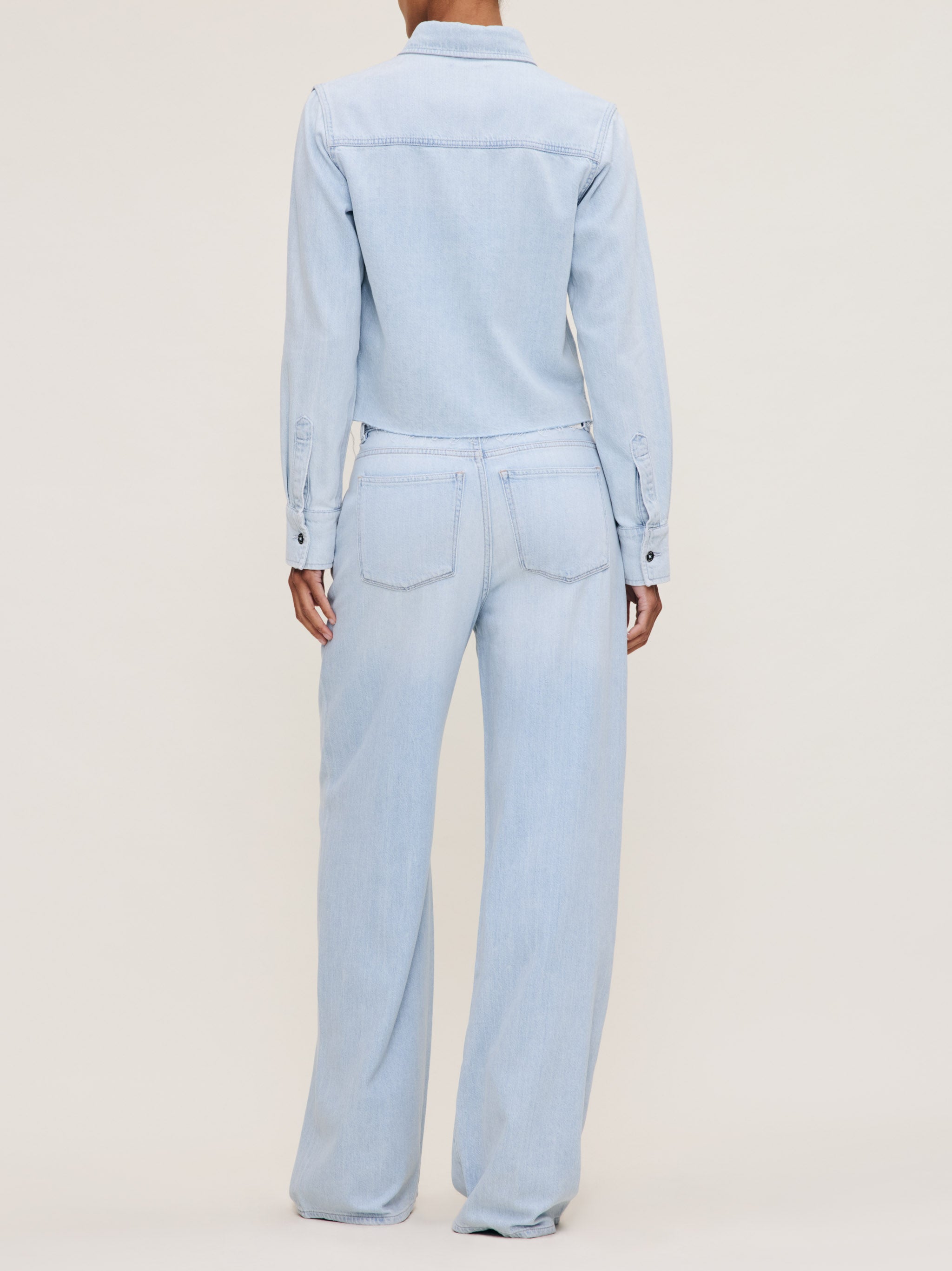 Women's Long Sleeve Blue Denim Button Down Top