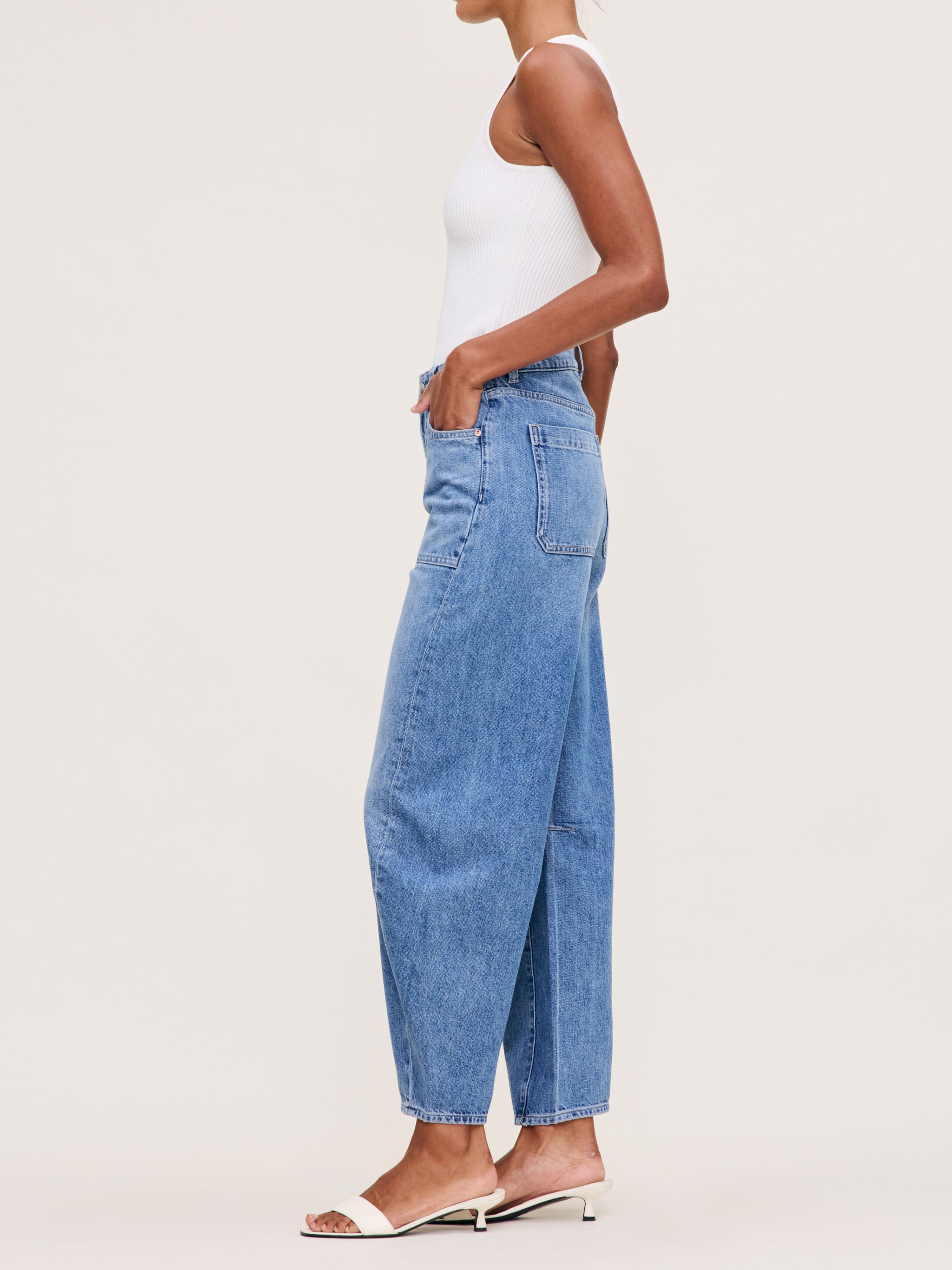 women's barrell blue jean