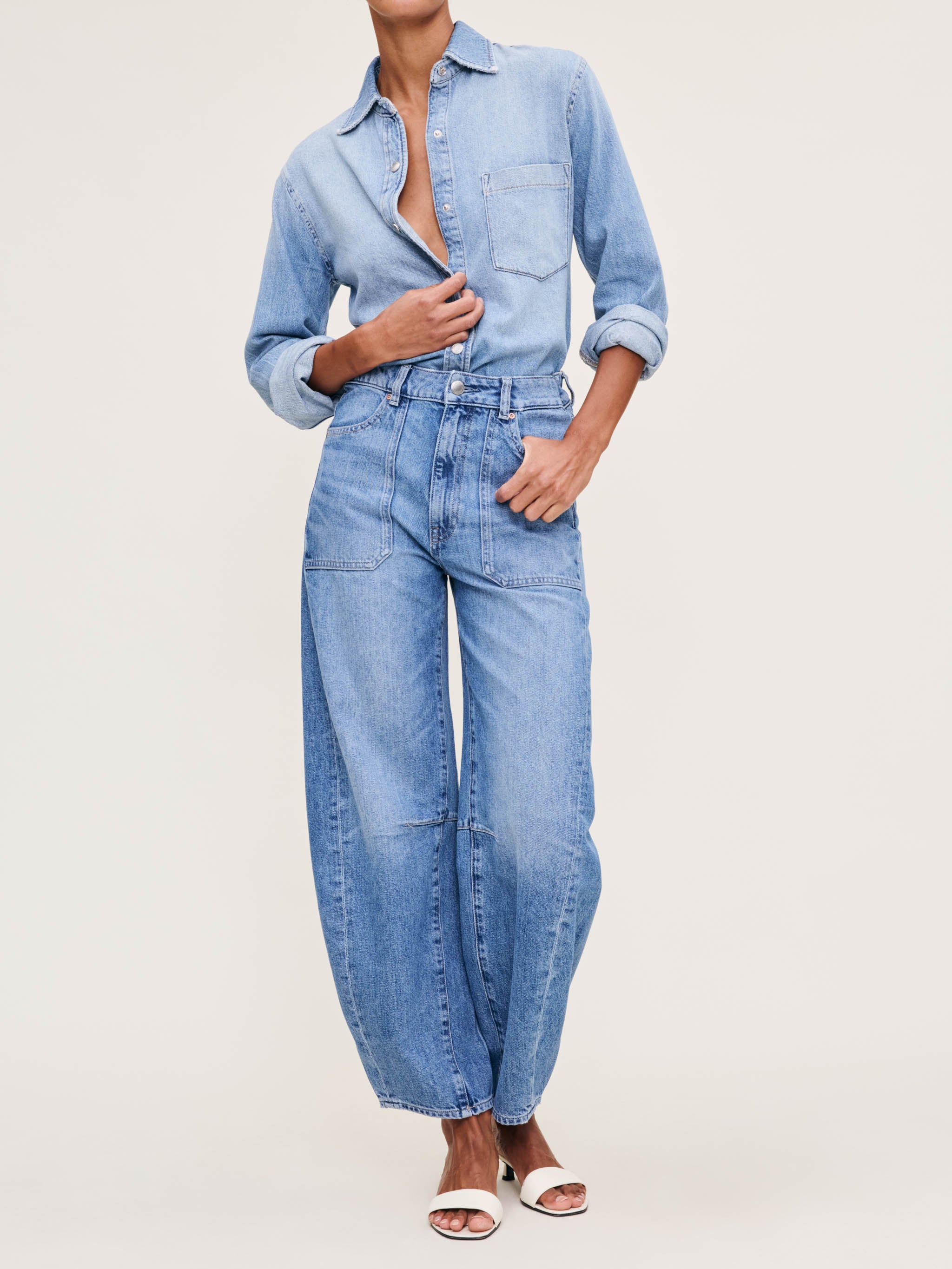 women's barrell blue jean