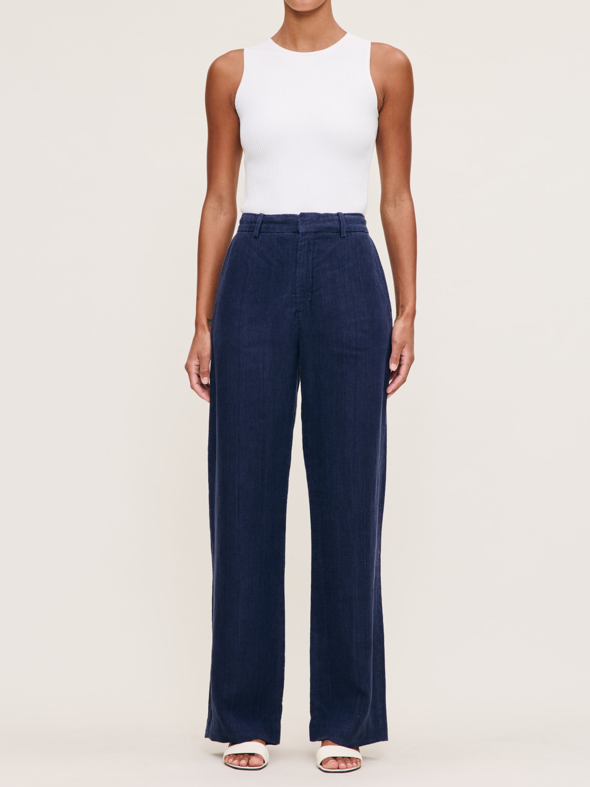 women's straight blue pants