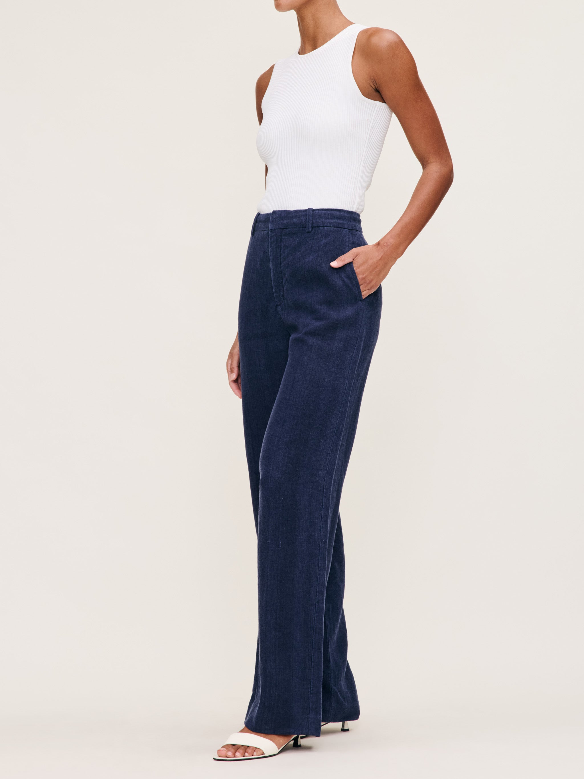 women's straight blue pants