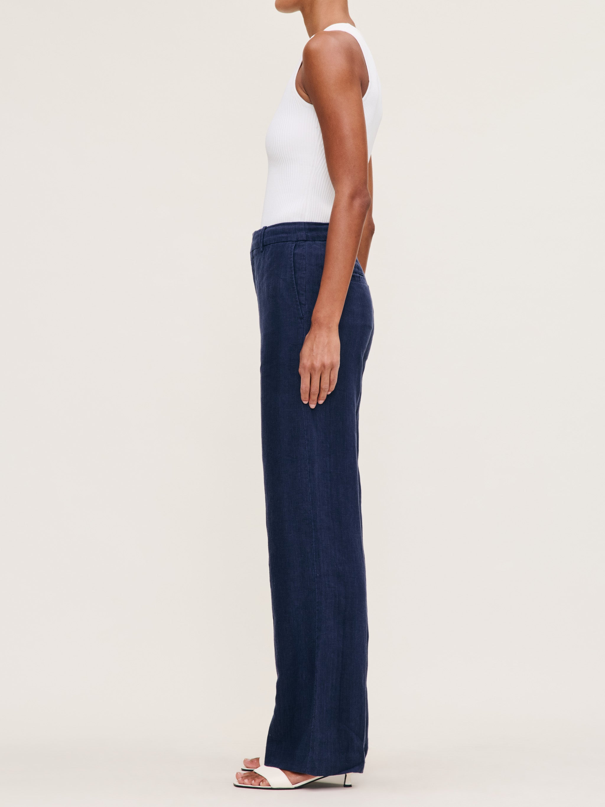 women's straight blue pants