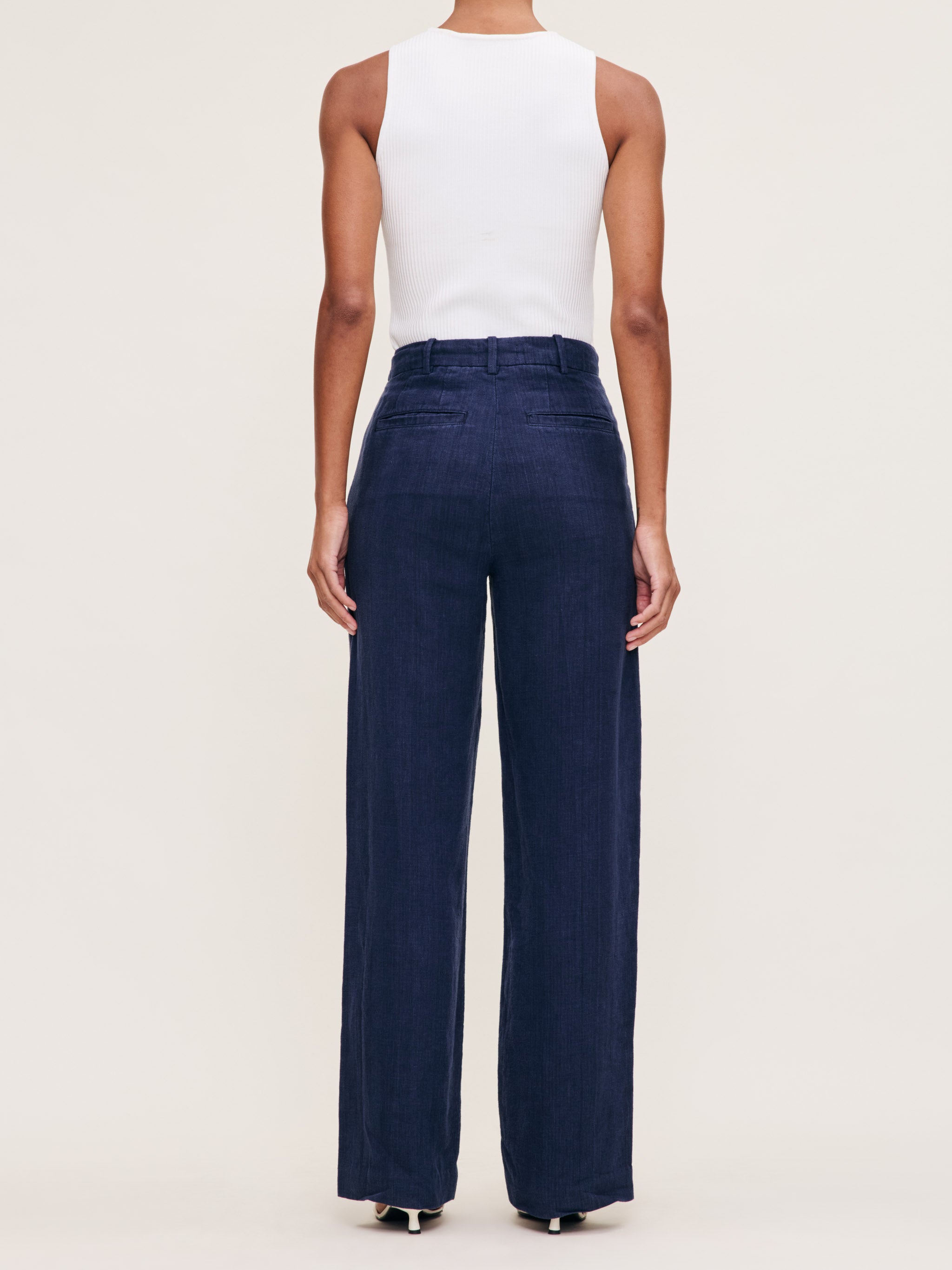 women's straight blue pants