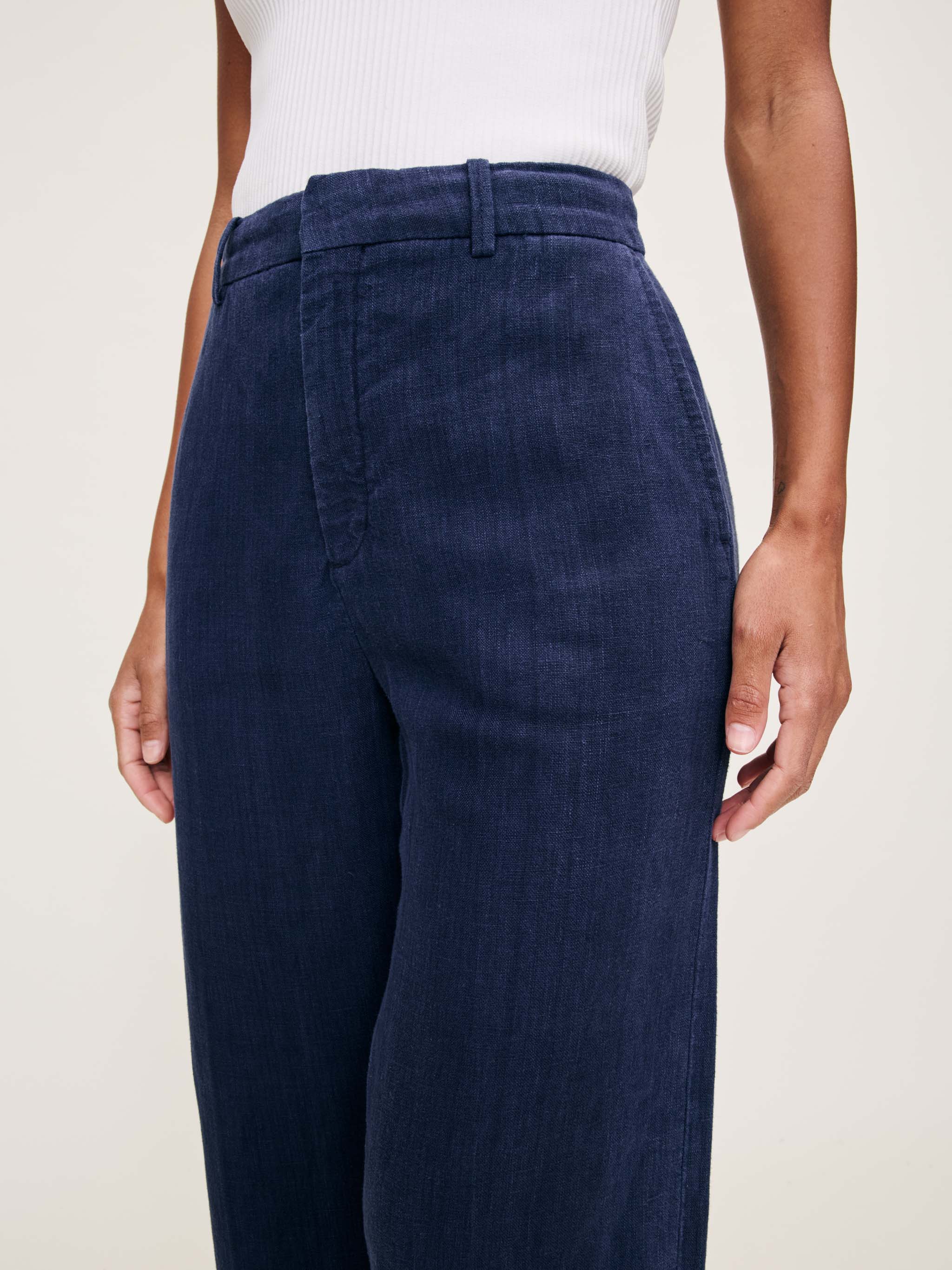 women's straight blue pants