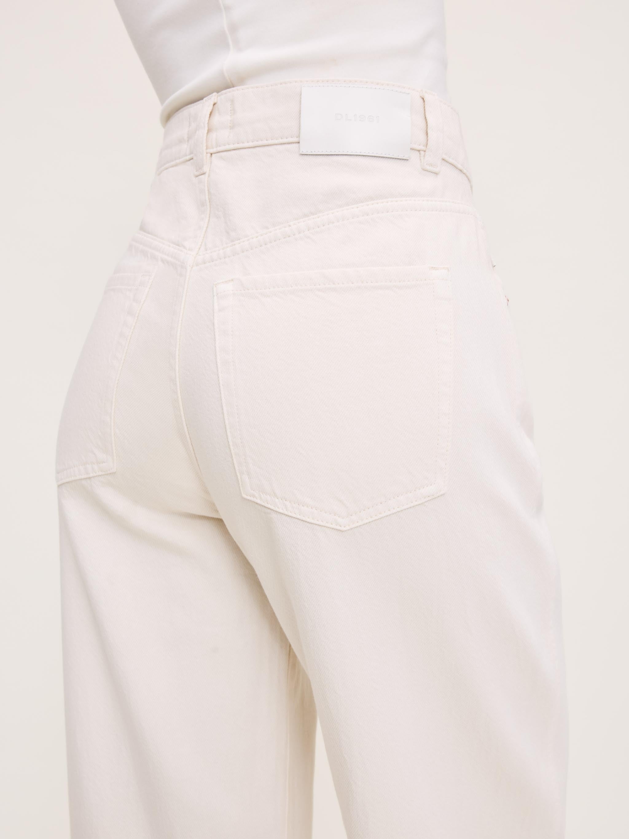 women's barrel white jean
