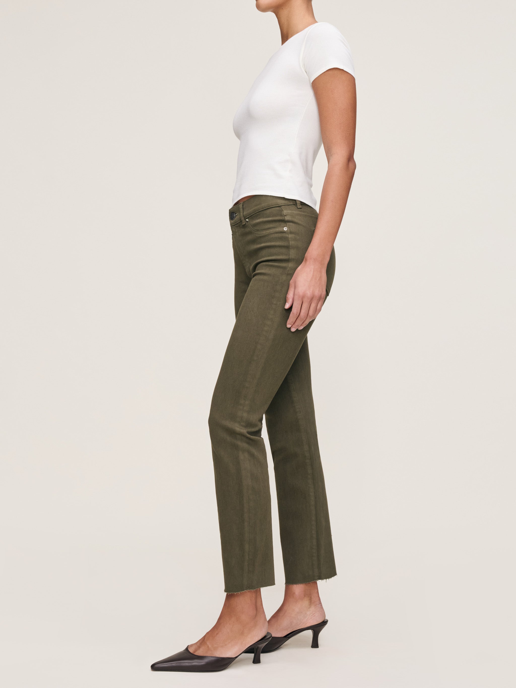 women's straight green jean