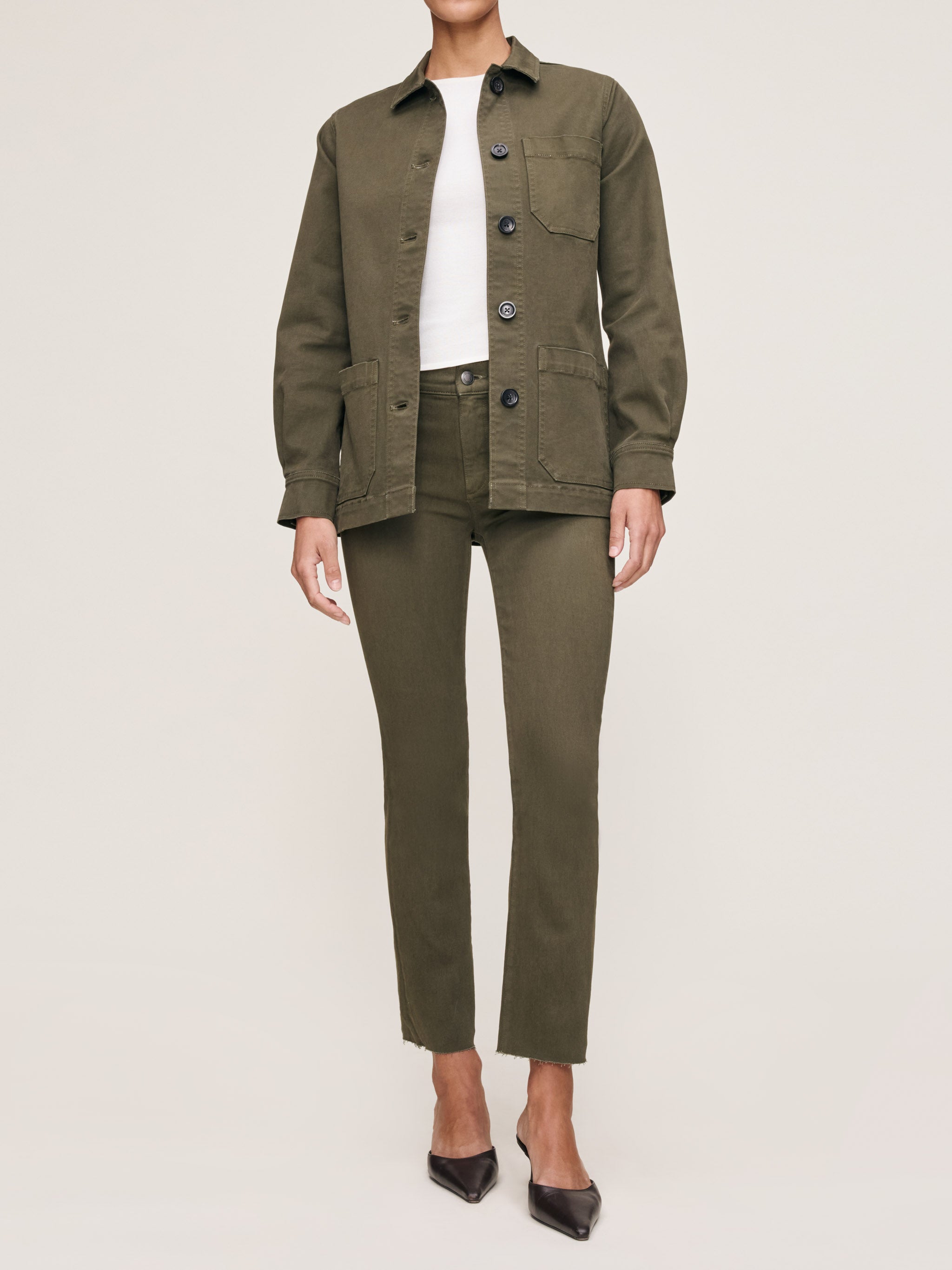 women's straight green jean