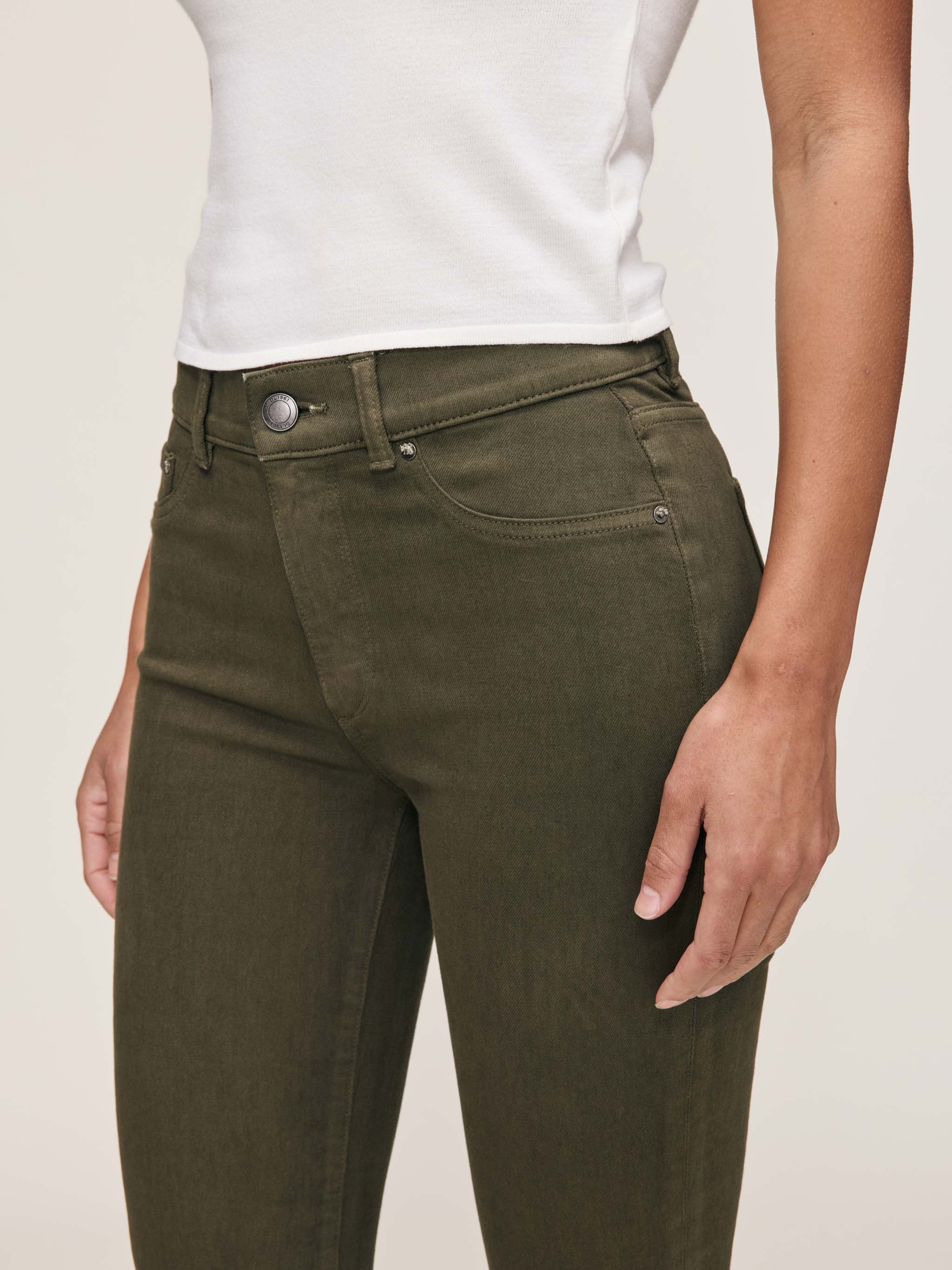 women's straight green jean