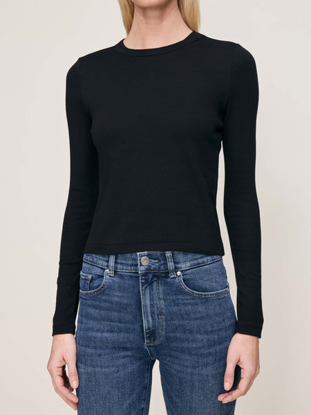 Shrunken Tee Long Sleeve | Black | DL1961 Premium Denim
