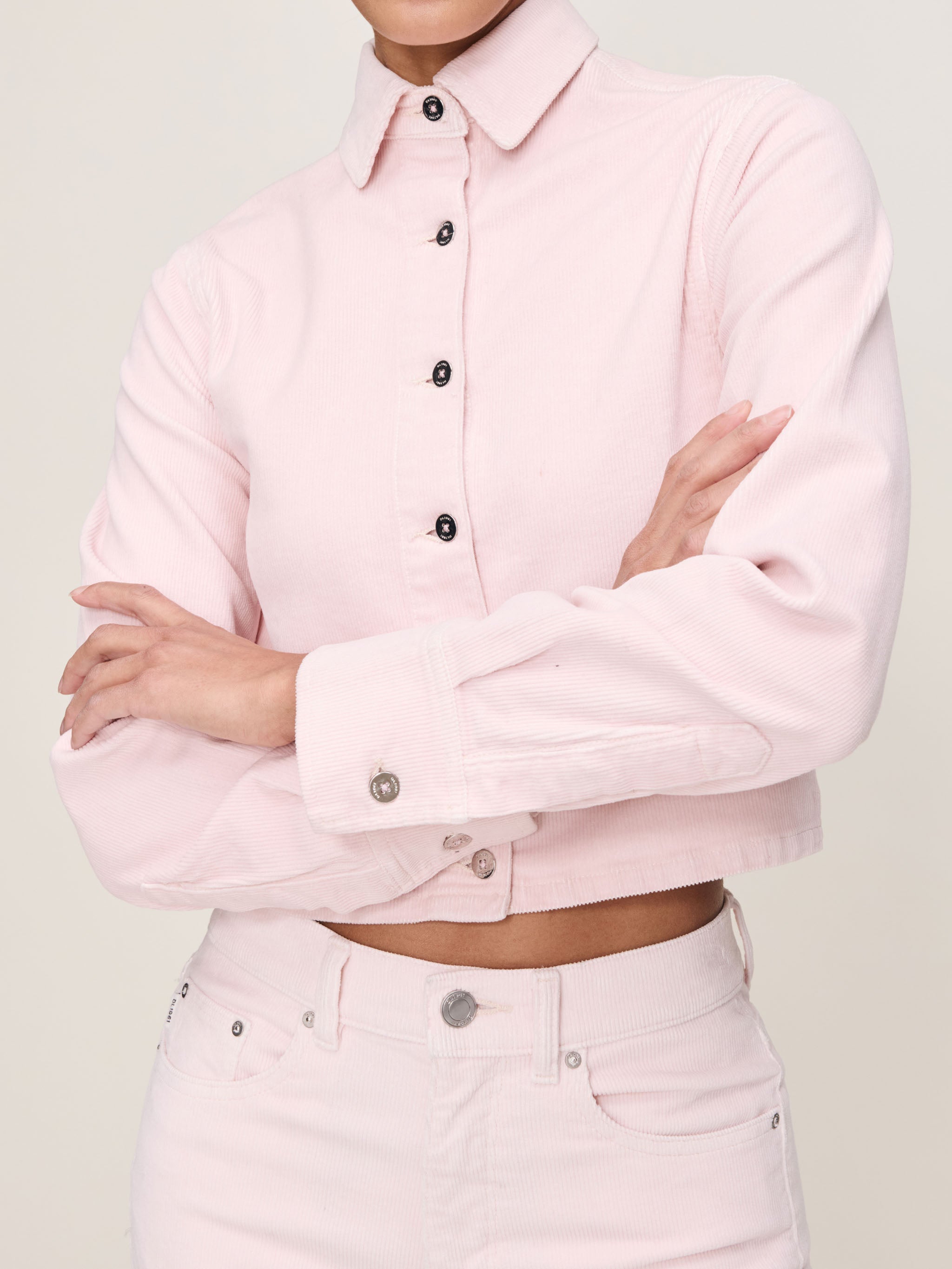 women's shirt pink denim