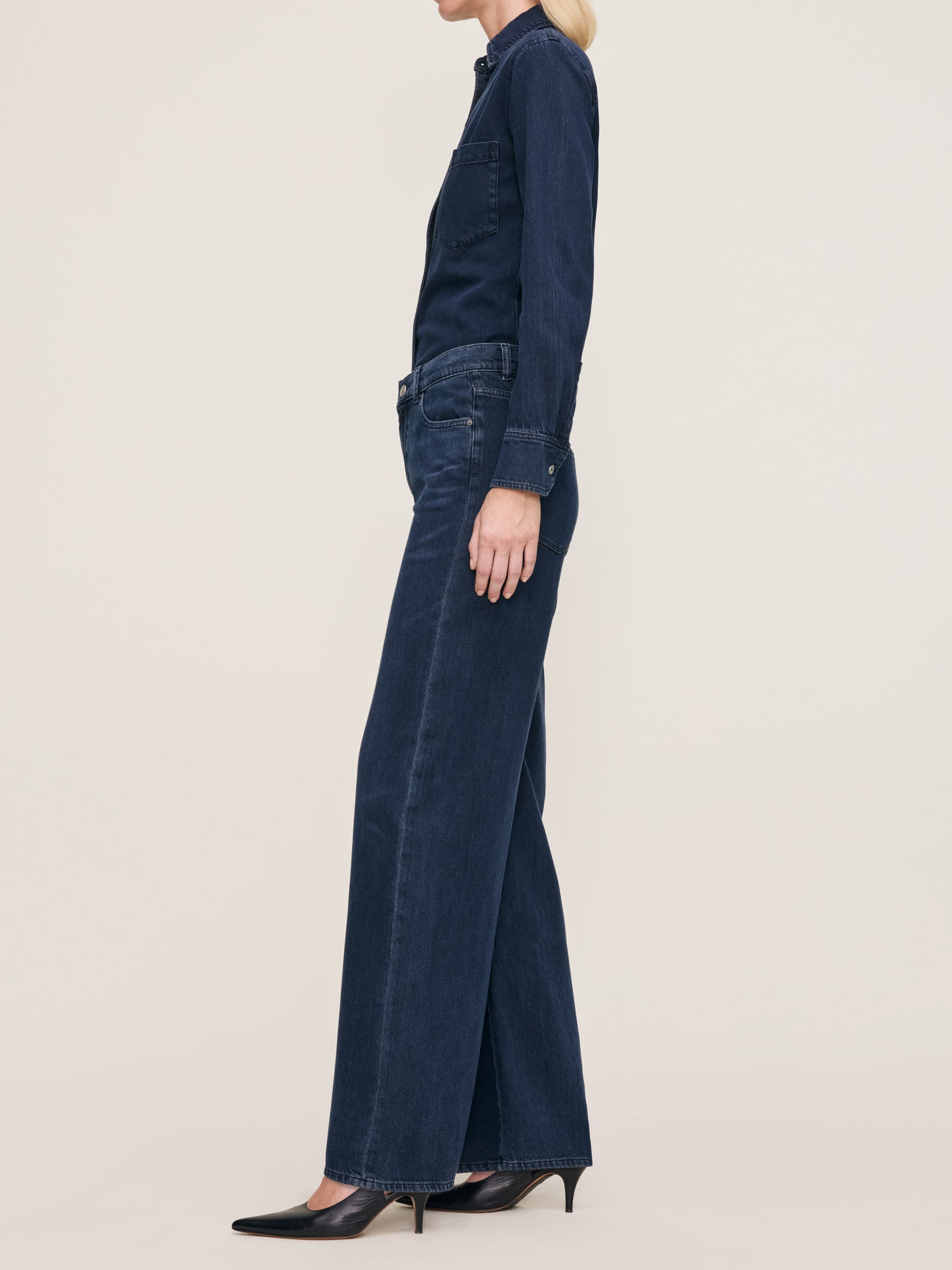 women's wide leg blue jean