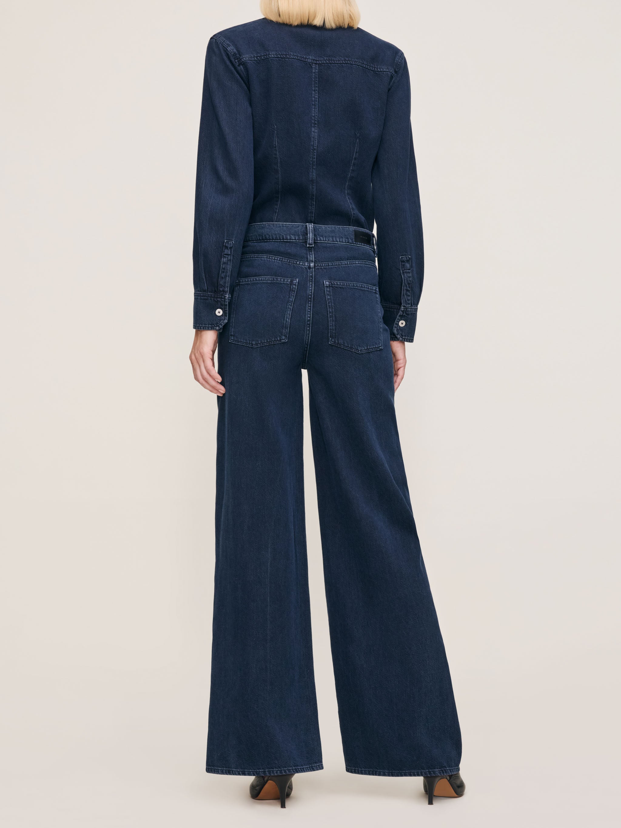 women's wide leg blue jean