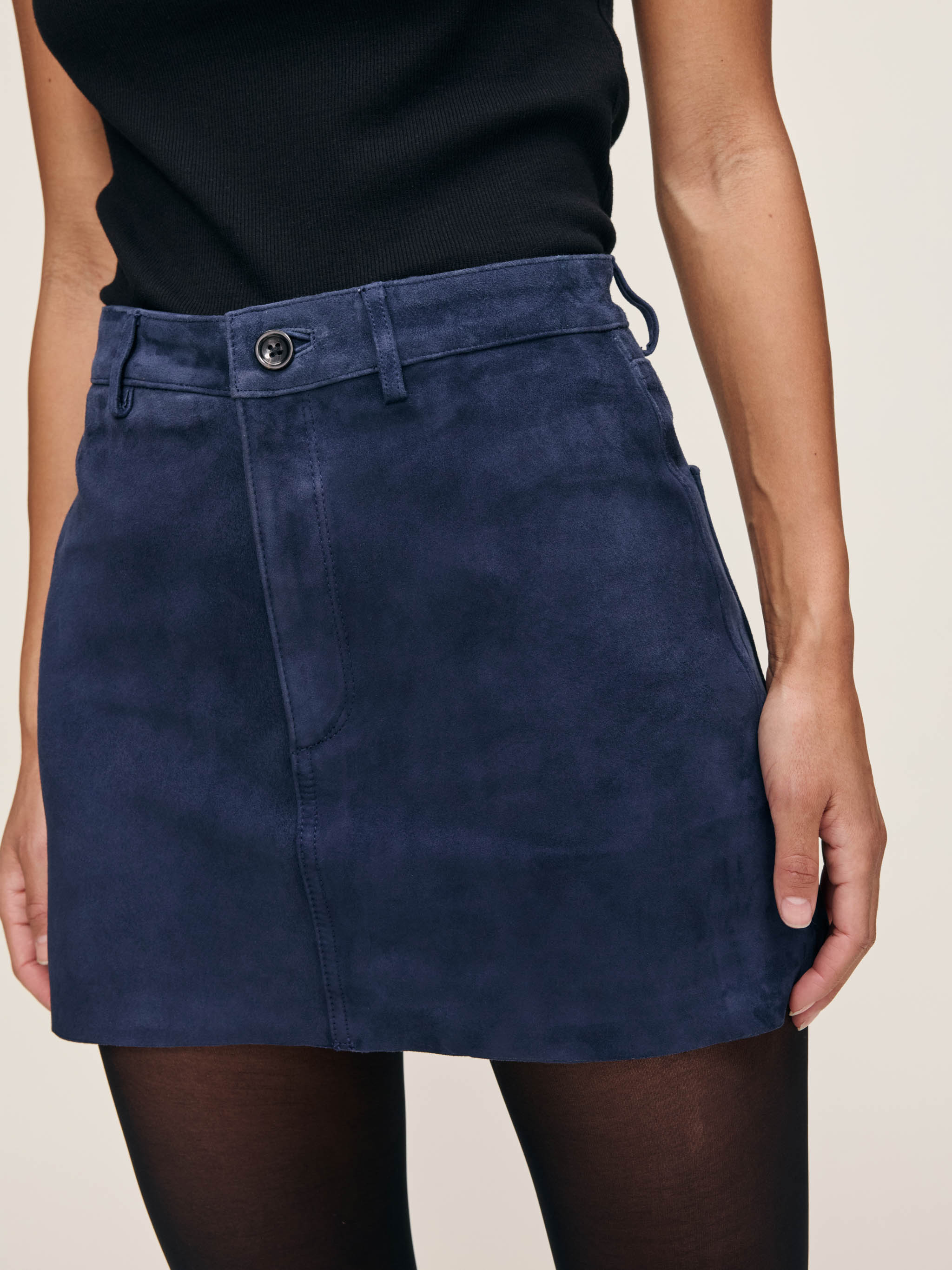 Alma Skirt Mini | Navy Suede