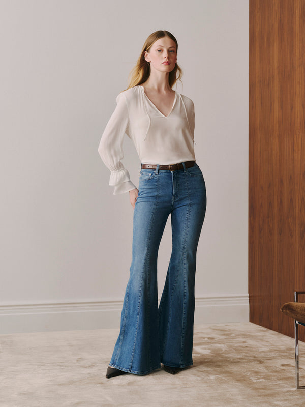 Claira Flare Contoured Instasculpt™ Mid Rise 33” Jeans | Blue Jays