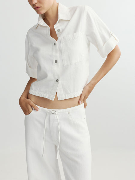 Montauk Shirt Cuffed Sleeve | White Aura | DL1961 Premium Denim