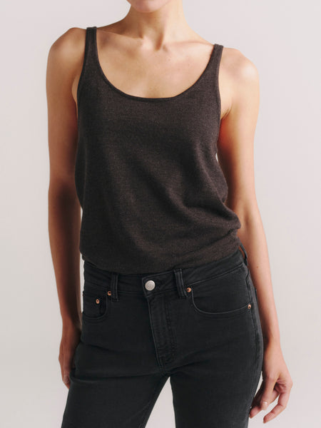 Scoop Neck Merino Wool Tank in Coal - Knit | DL1961 | DL1961
