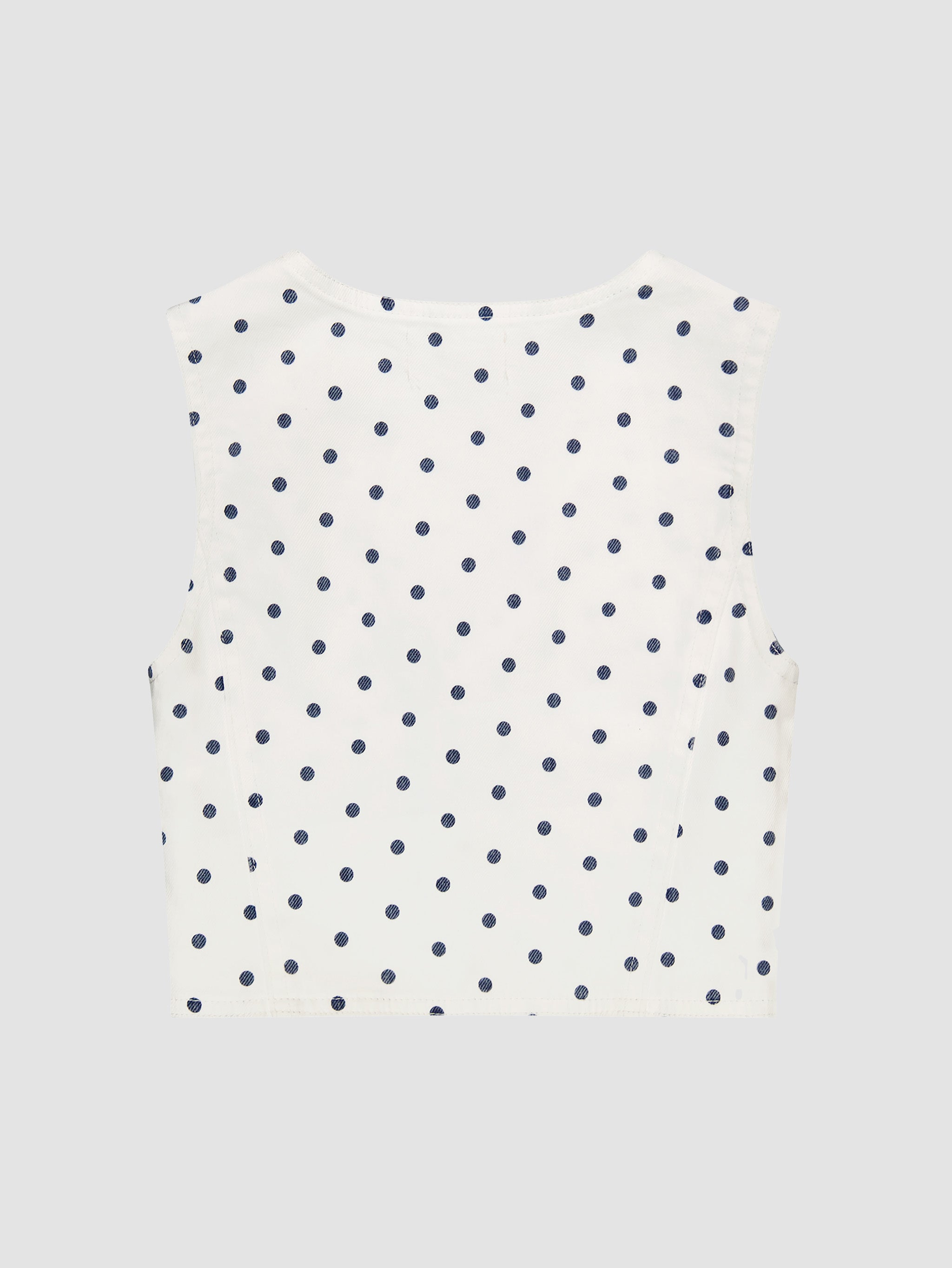 Girls' Blue and White Polka Dot Denim Top