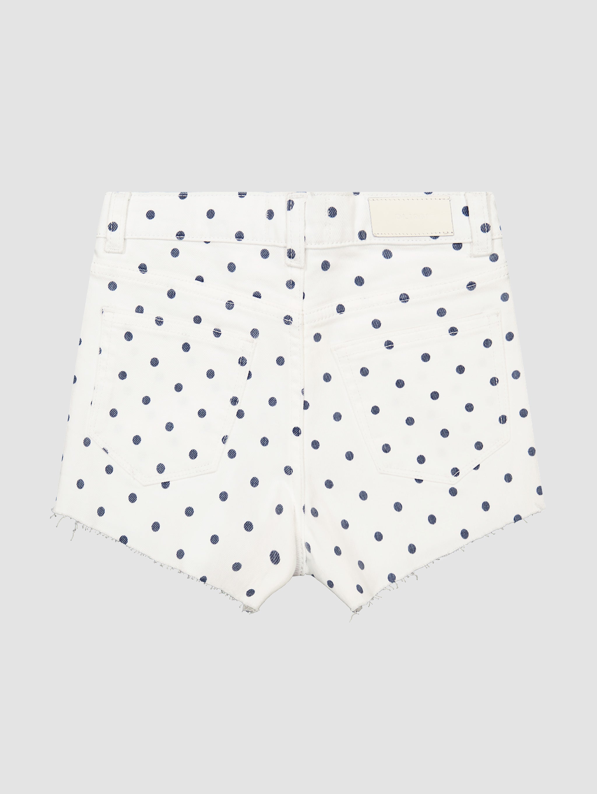 Girl's Blue and White Polka Dot Cuttoff Denim Shorts