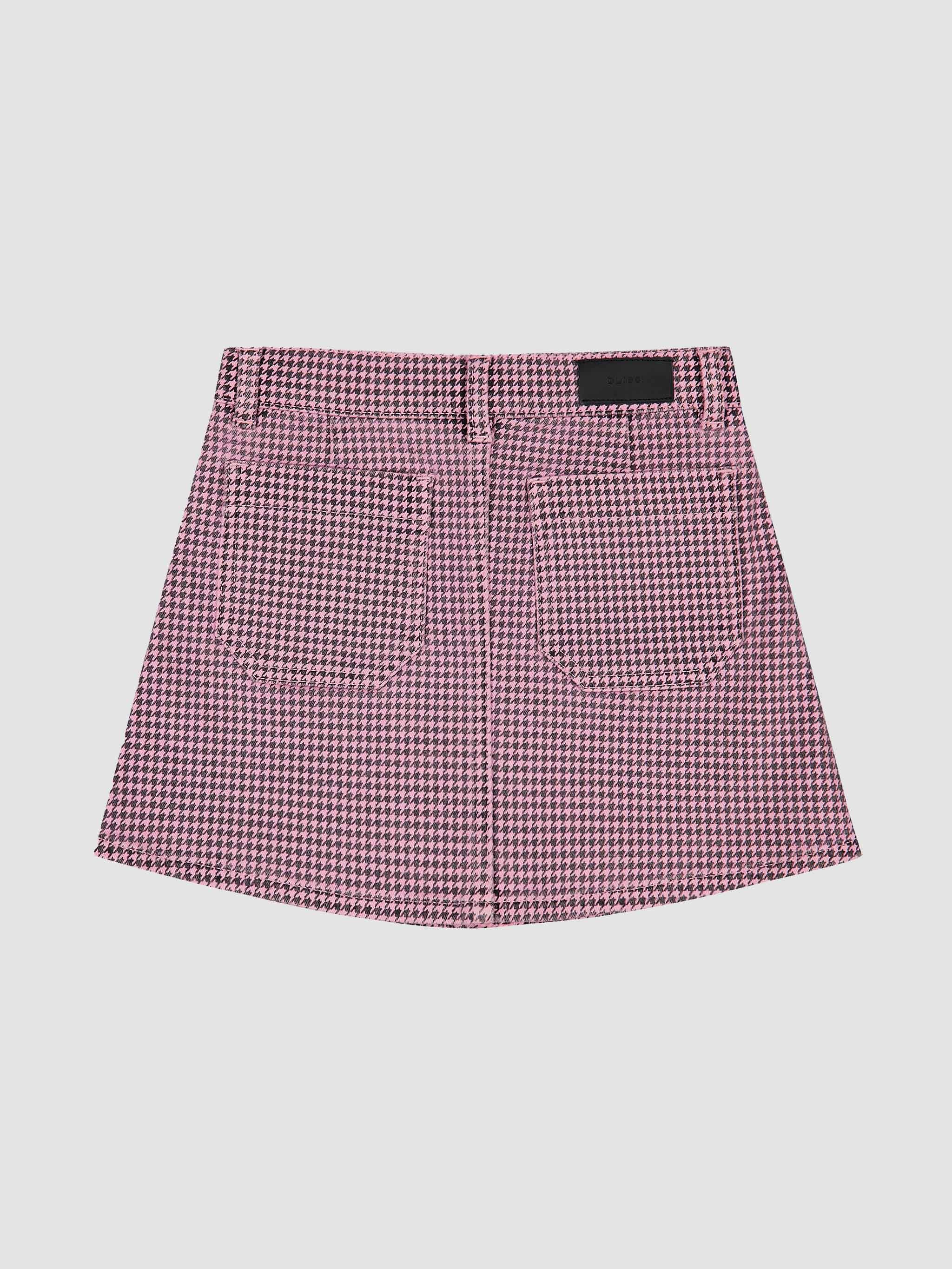 Jenny Mini Skirt | Pink Houndstooth