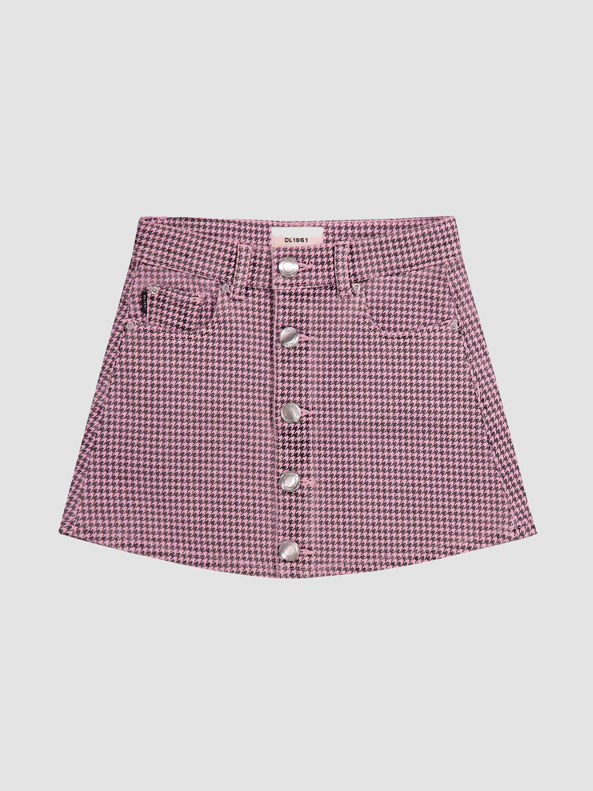 Jenny Mini Skirt | Pink Houndstooth