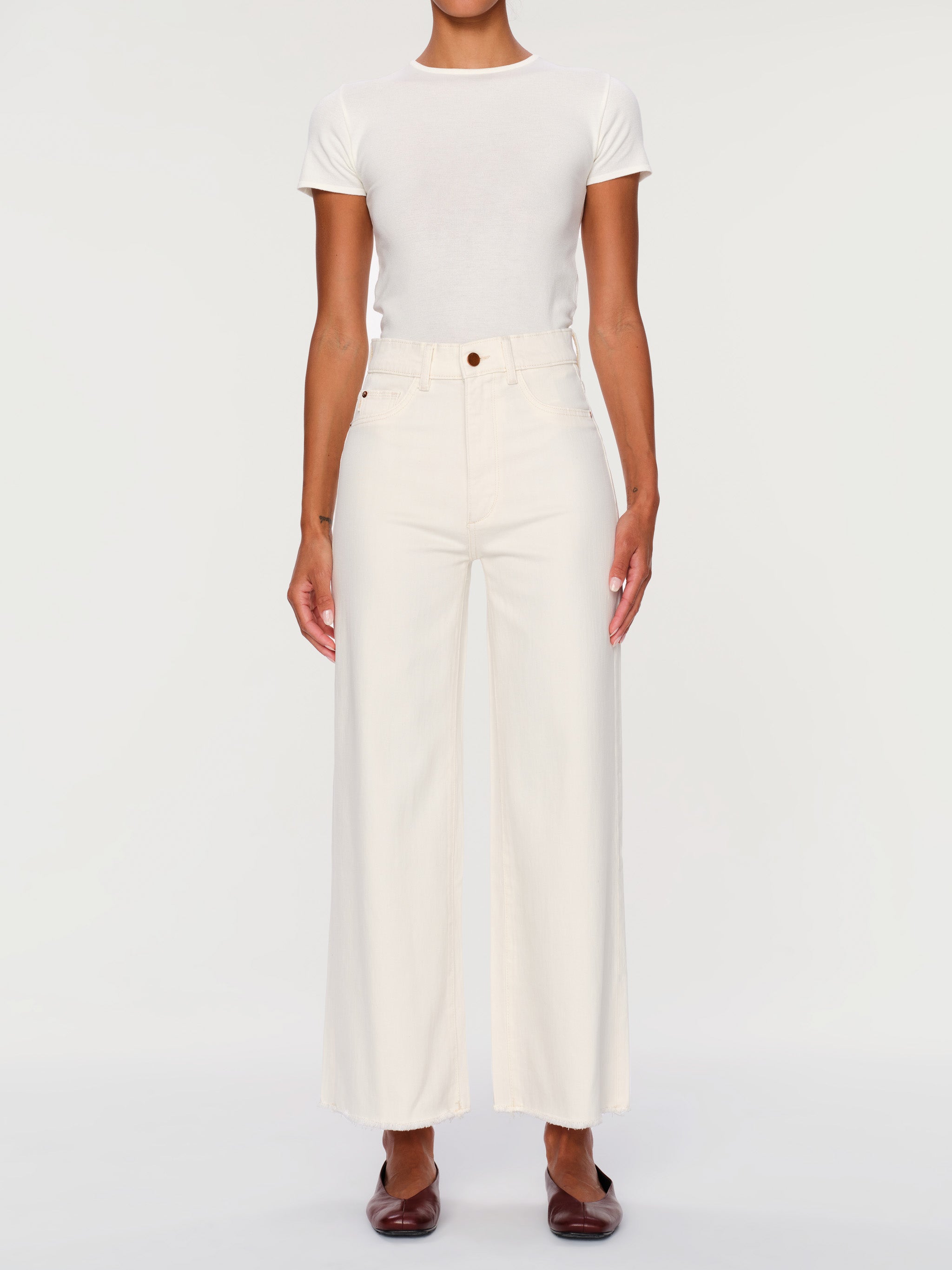 women's wide leg white jean