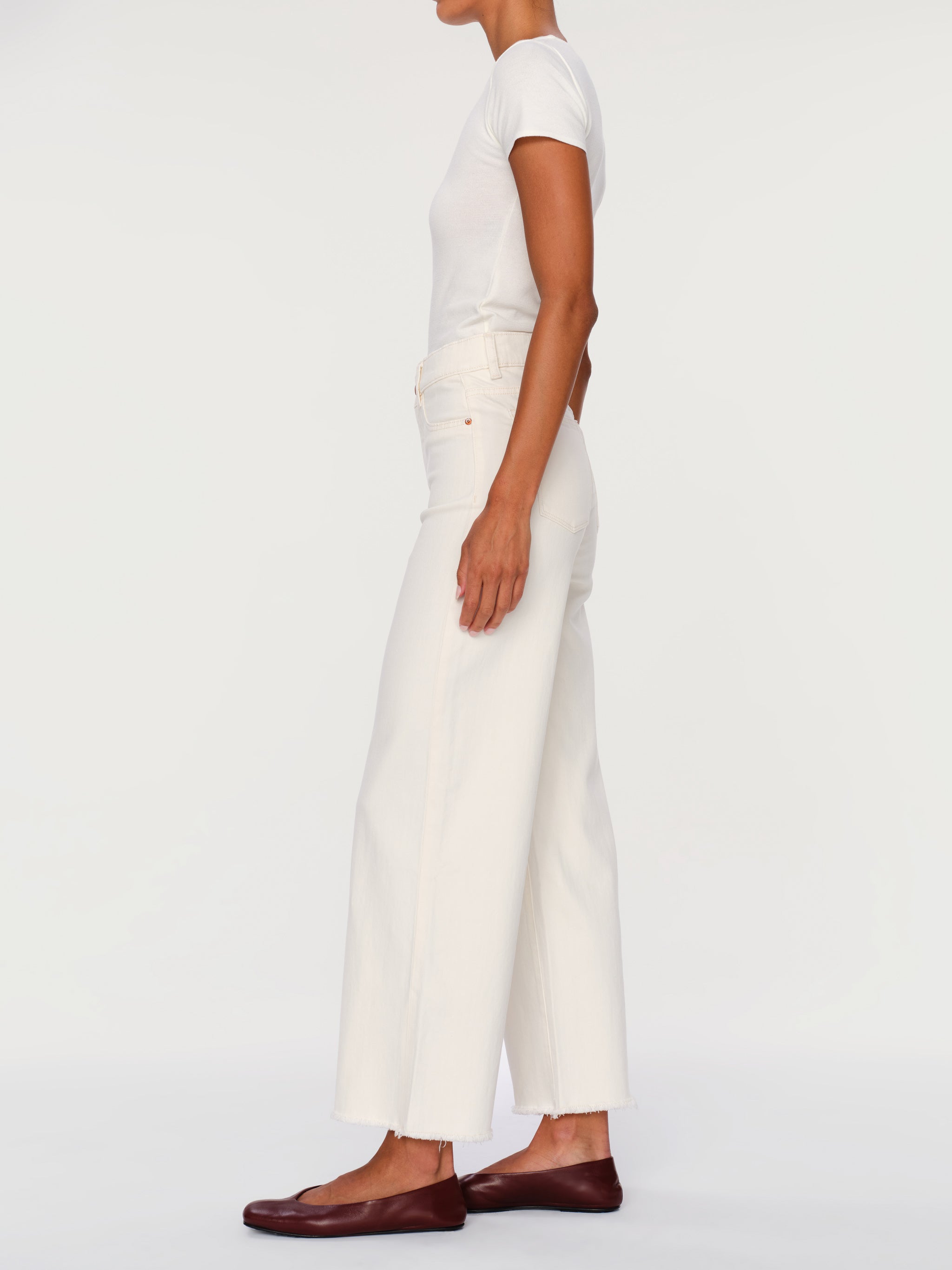 women's wide leg white jean