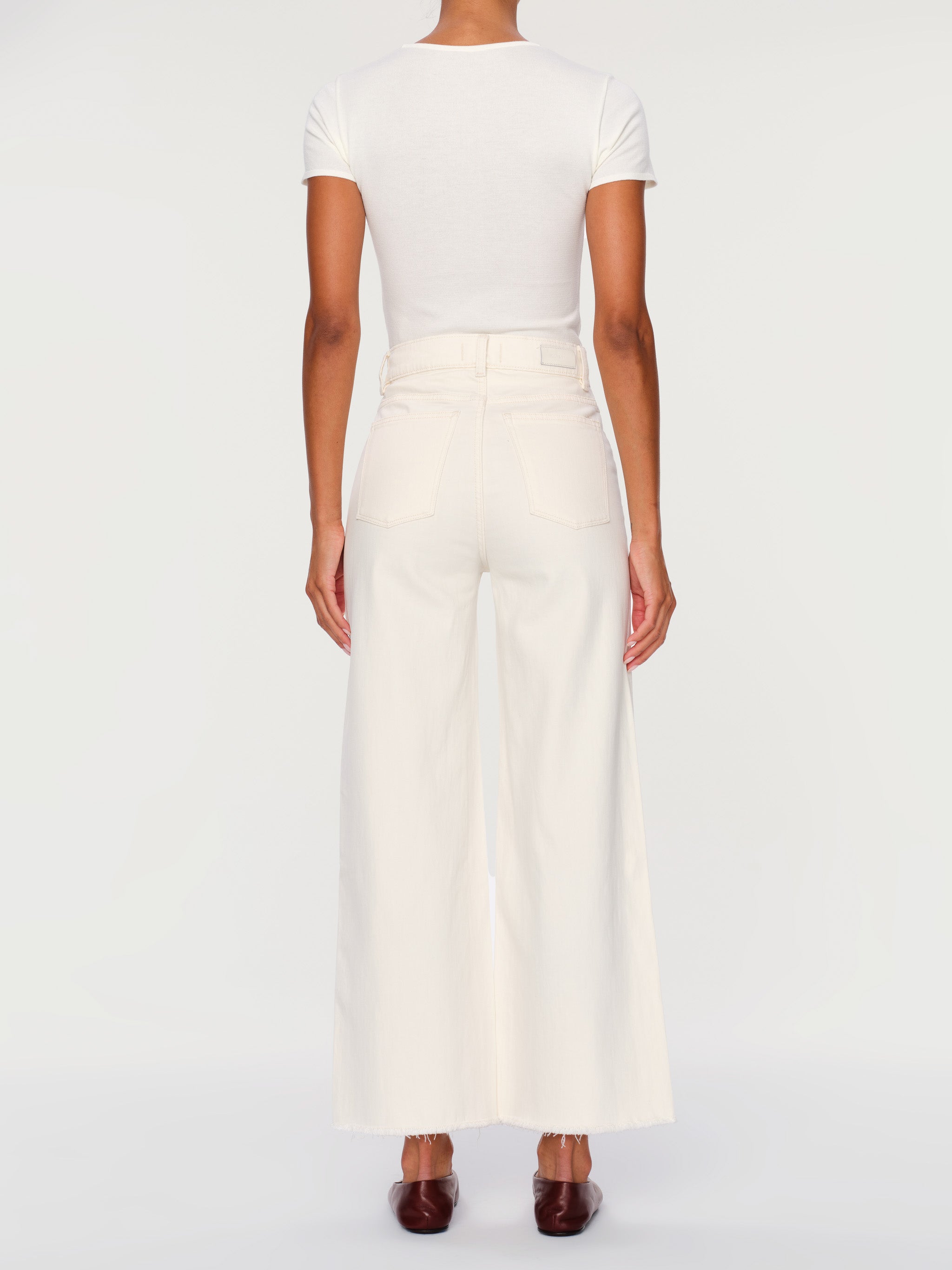 women's wide leg white jean