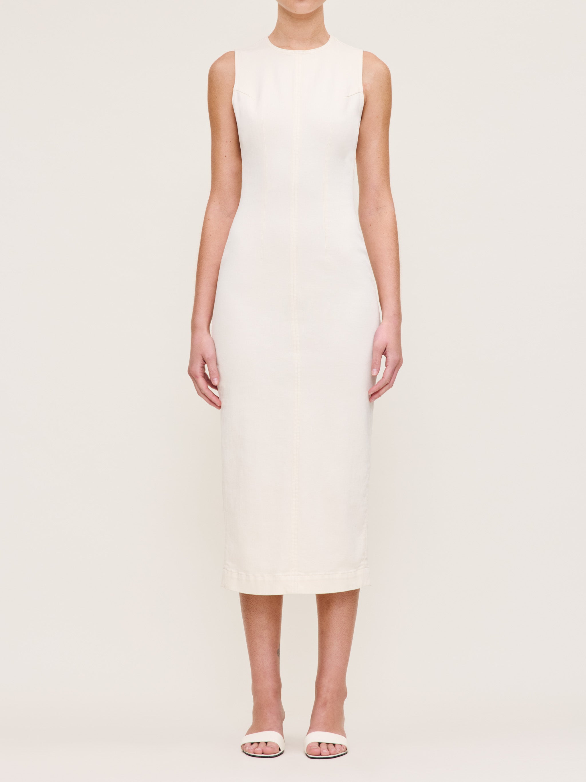 Women's White Denim Midi Dress