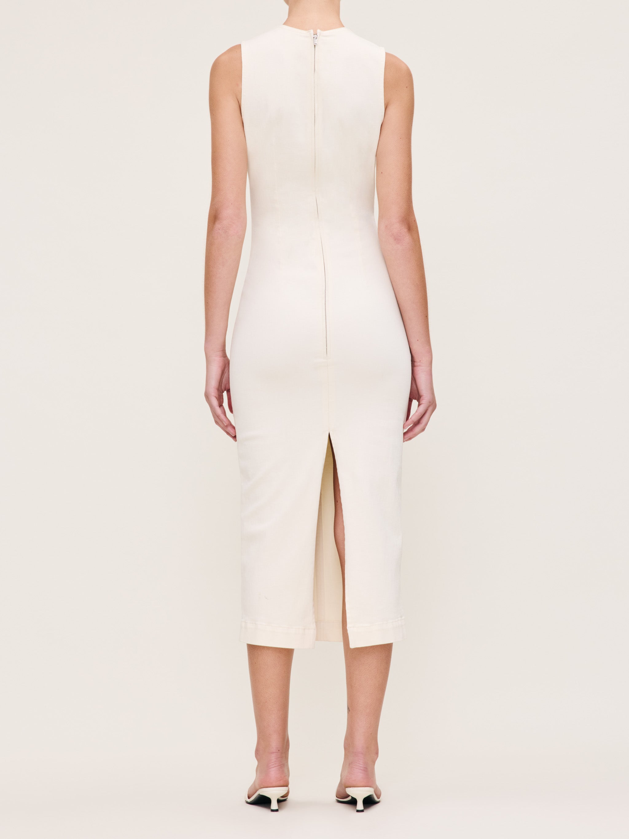 Women's White Denim Midi Dress