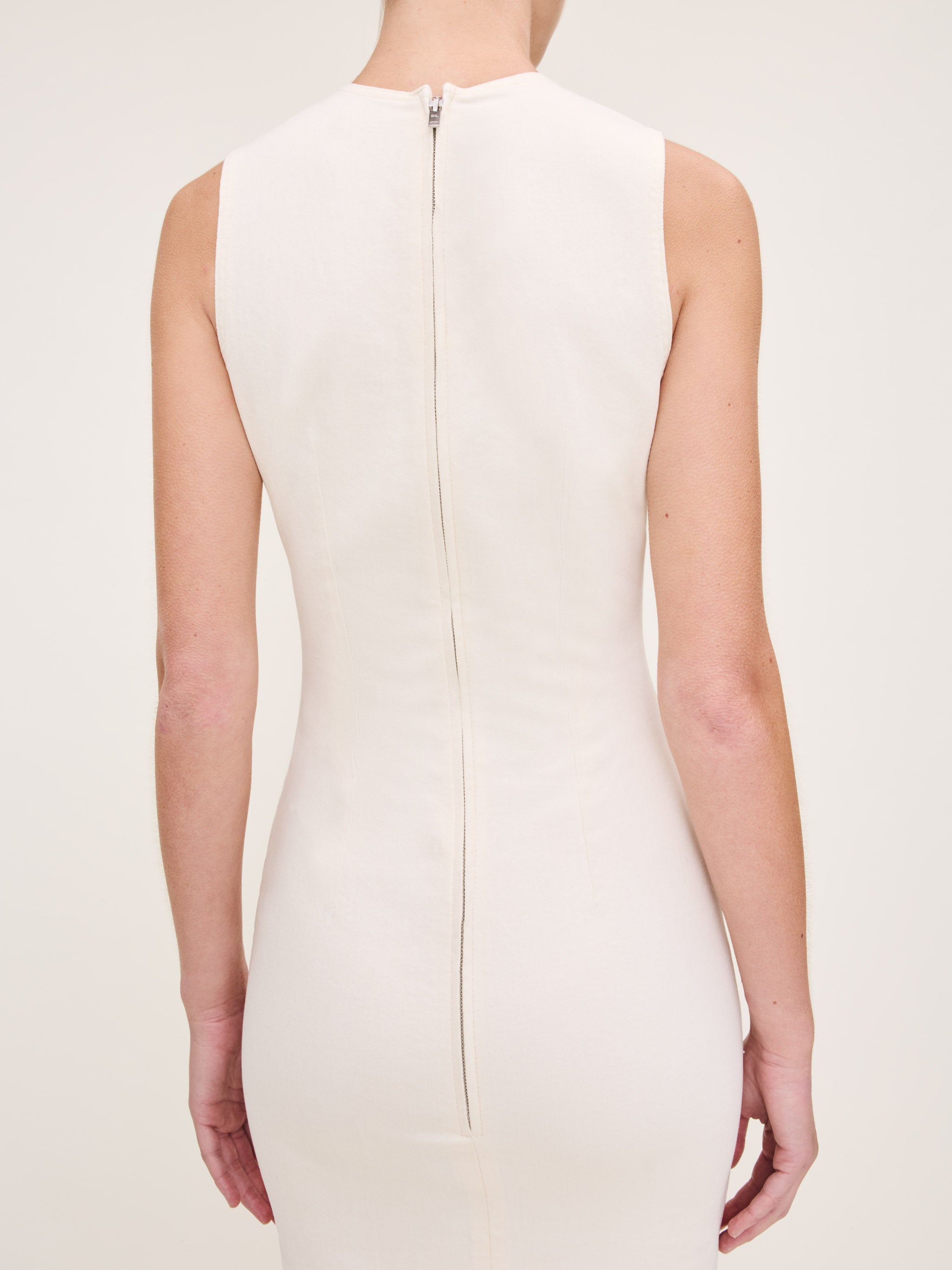 Women's White Denim Midi Dress