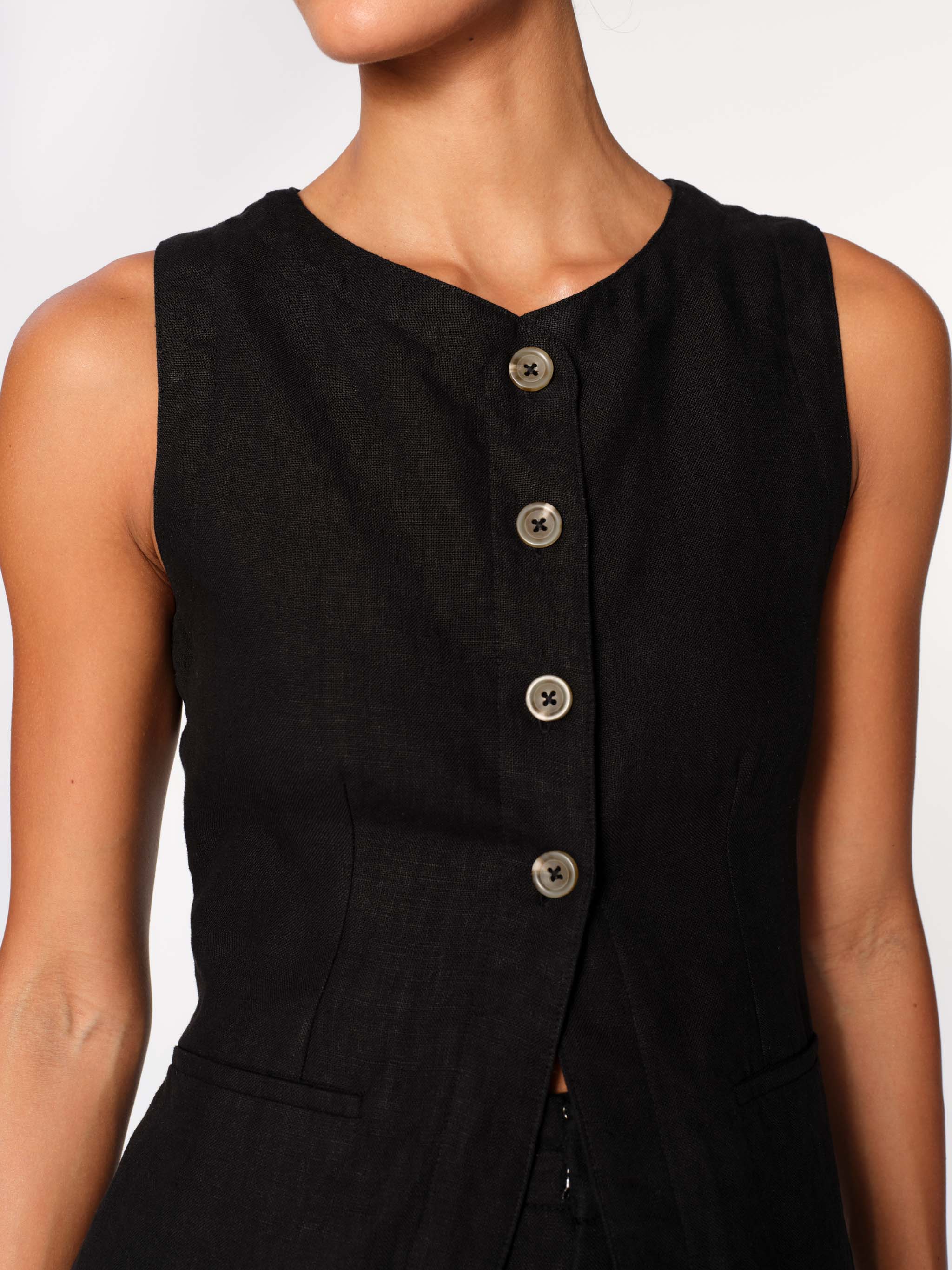 Women's Black Linen Top
