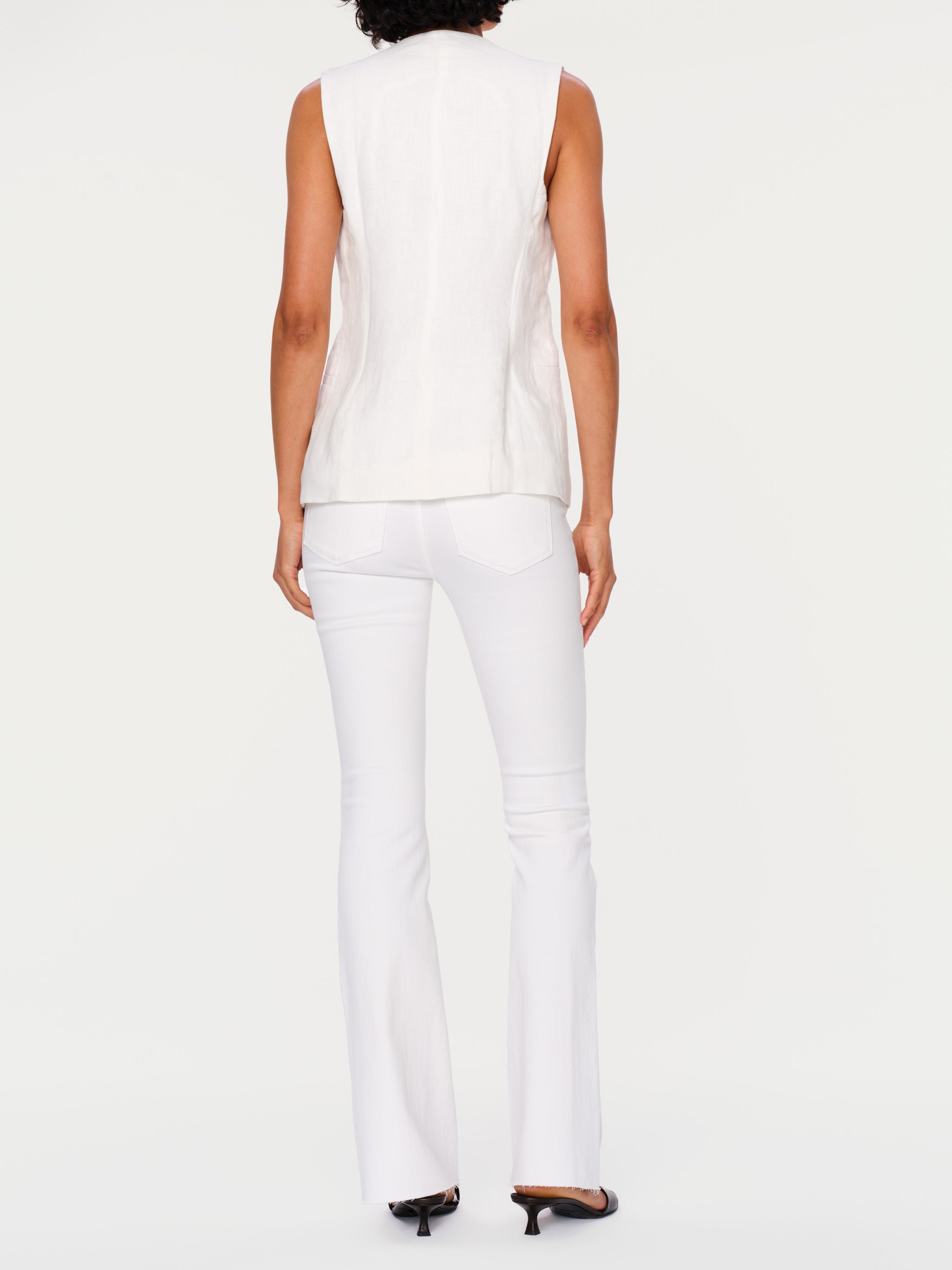 Women's White Linen Vest Top