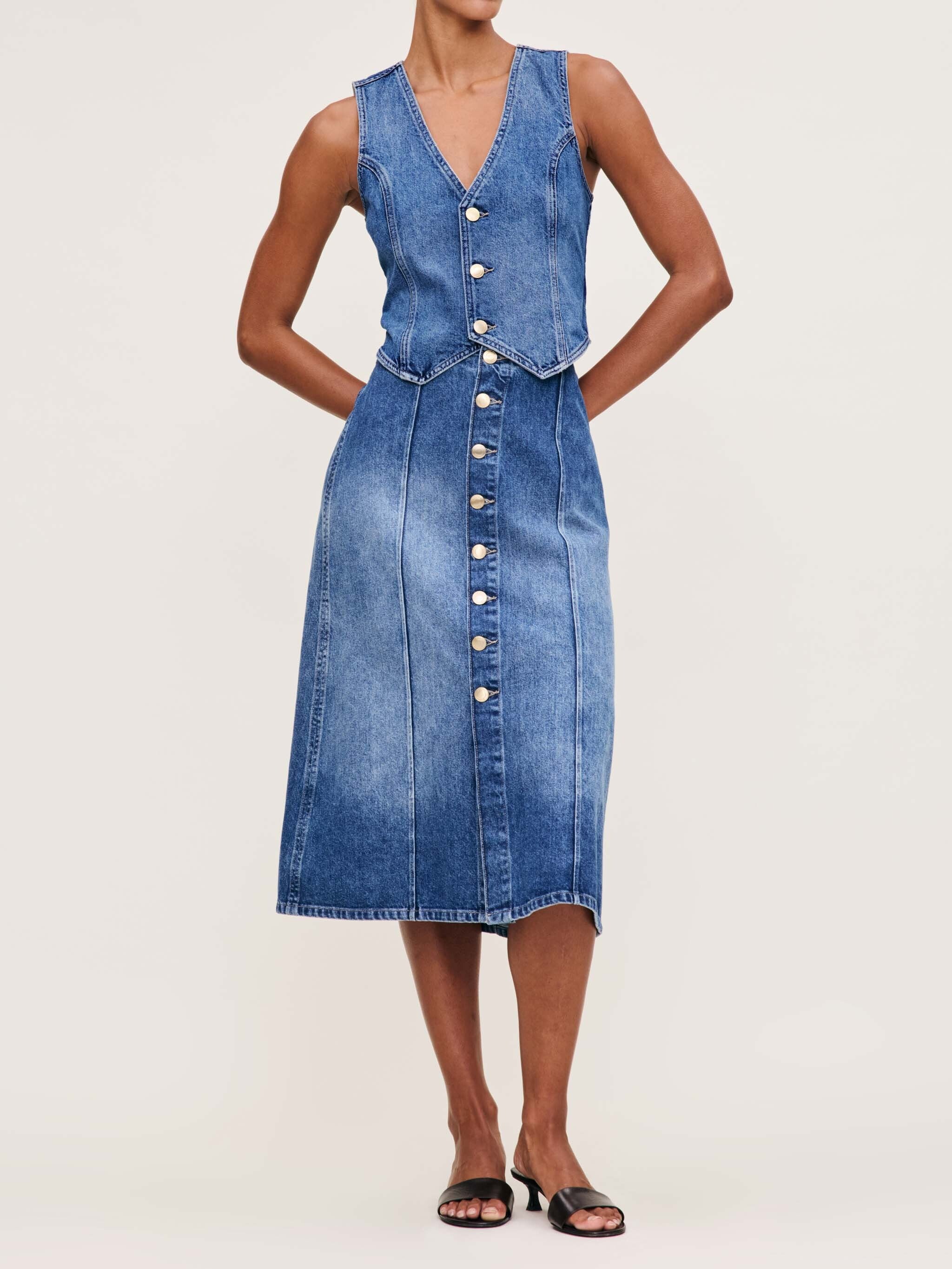 women's blue jean skirt