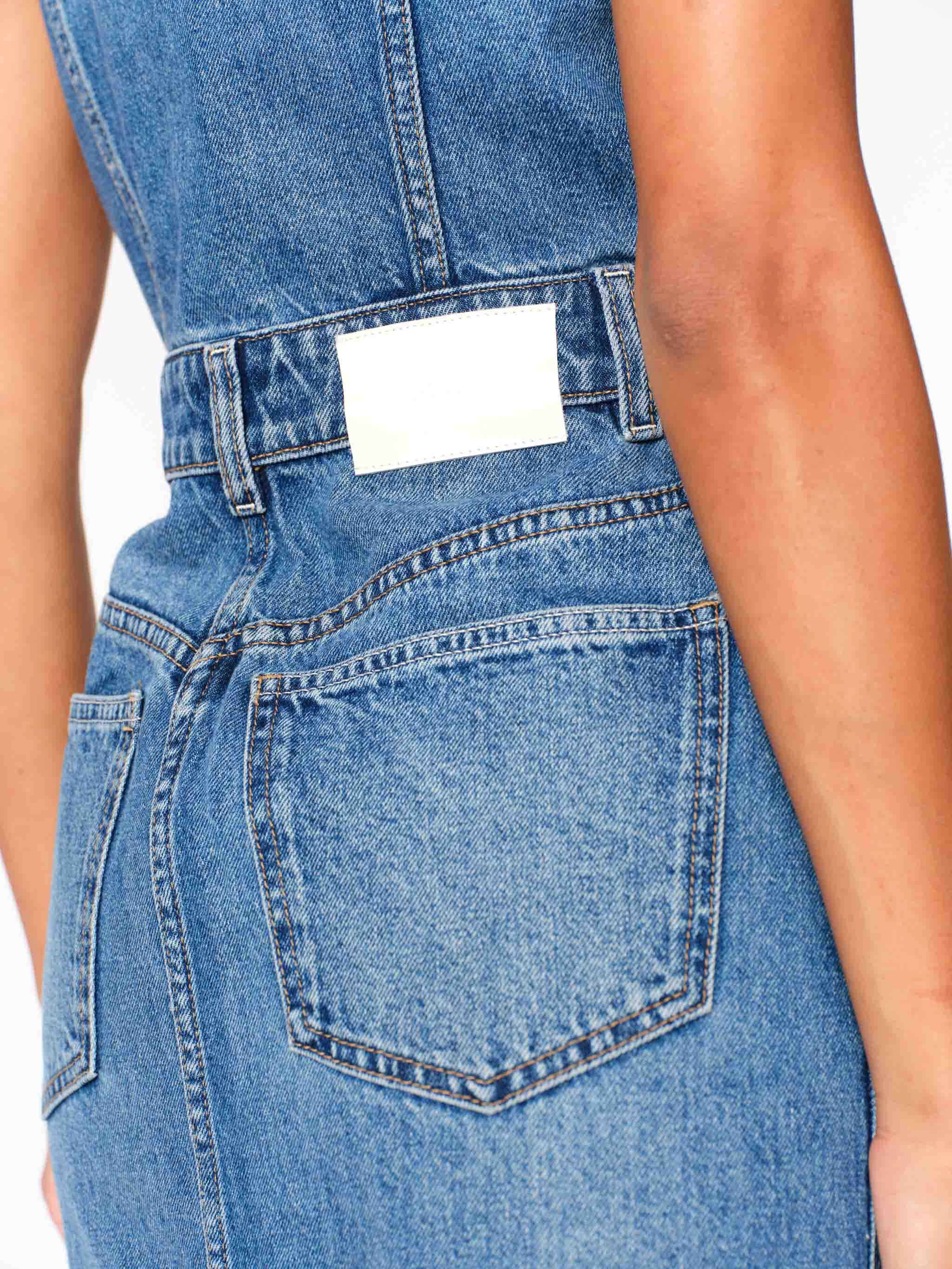 Women's Blue Denim Maxi Vest Dress