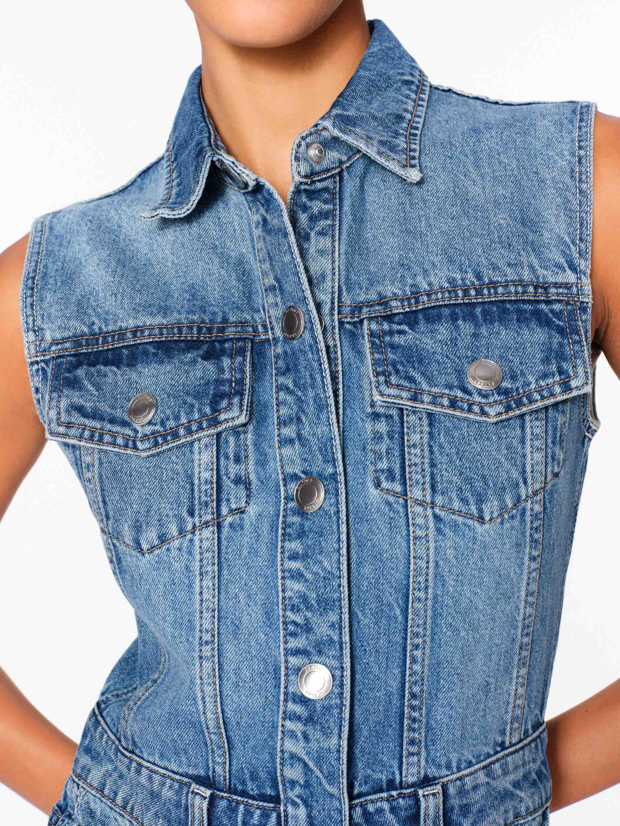 Women's Blue Denim Maxi Vest Dress